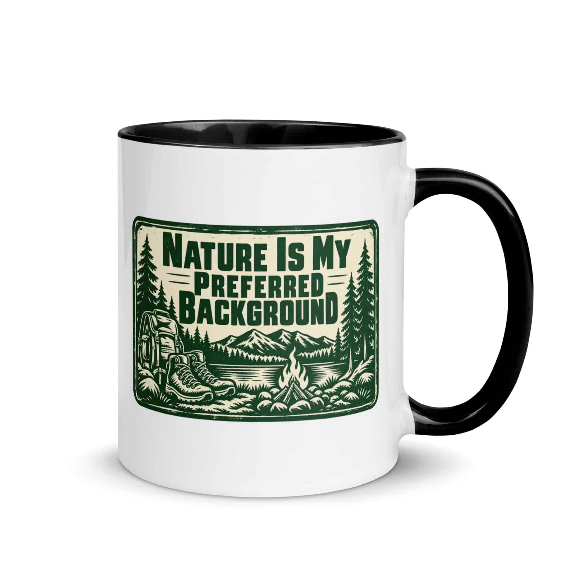 Nature and Adventure Color Inside Coffee Mug: Nature Is My Preferred Background, Forest Ink Stamp