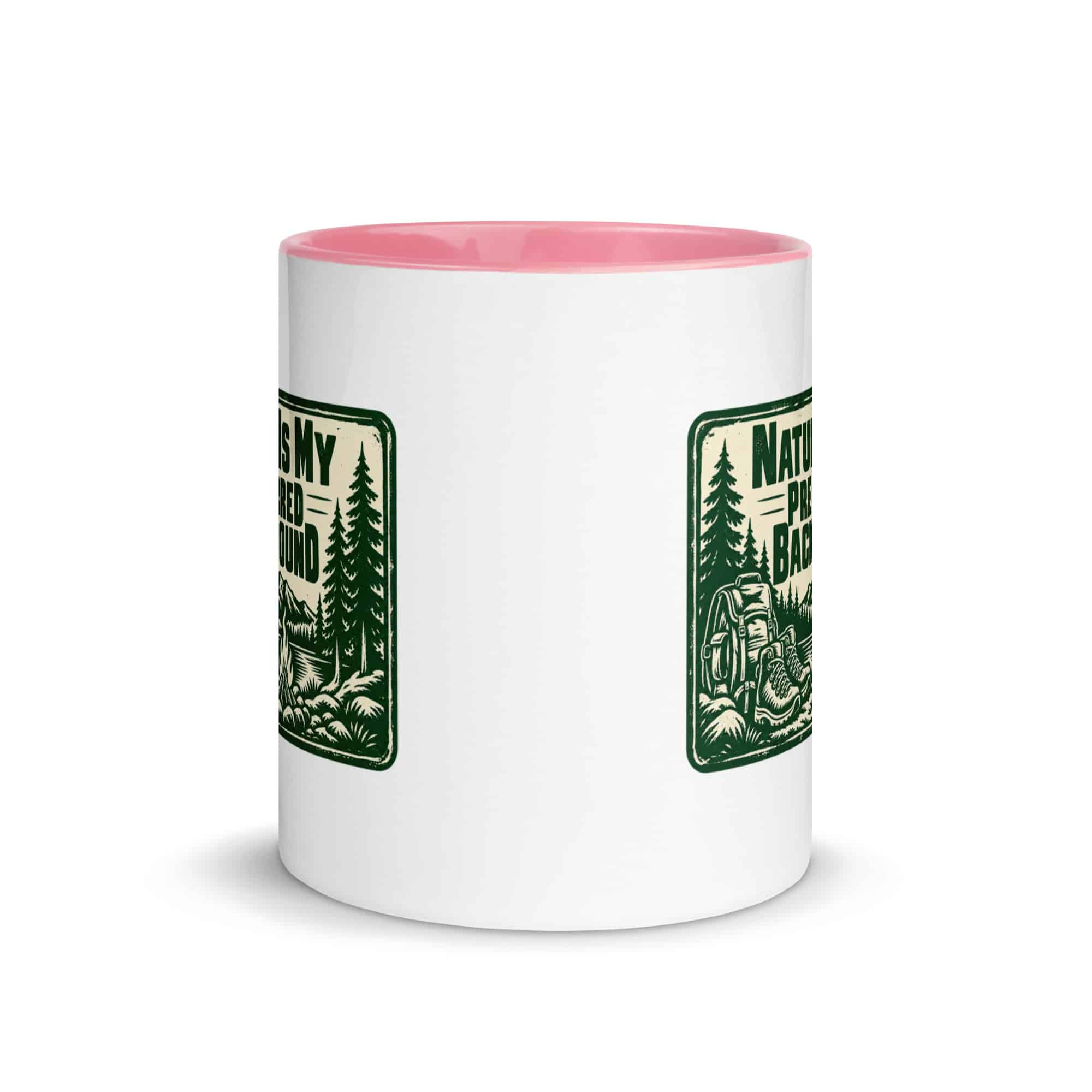 Nature and Adventure Color Inside Coffee Mug: Nature Is My Preferred Background, Forest Ink Stamp