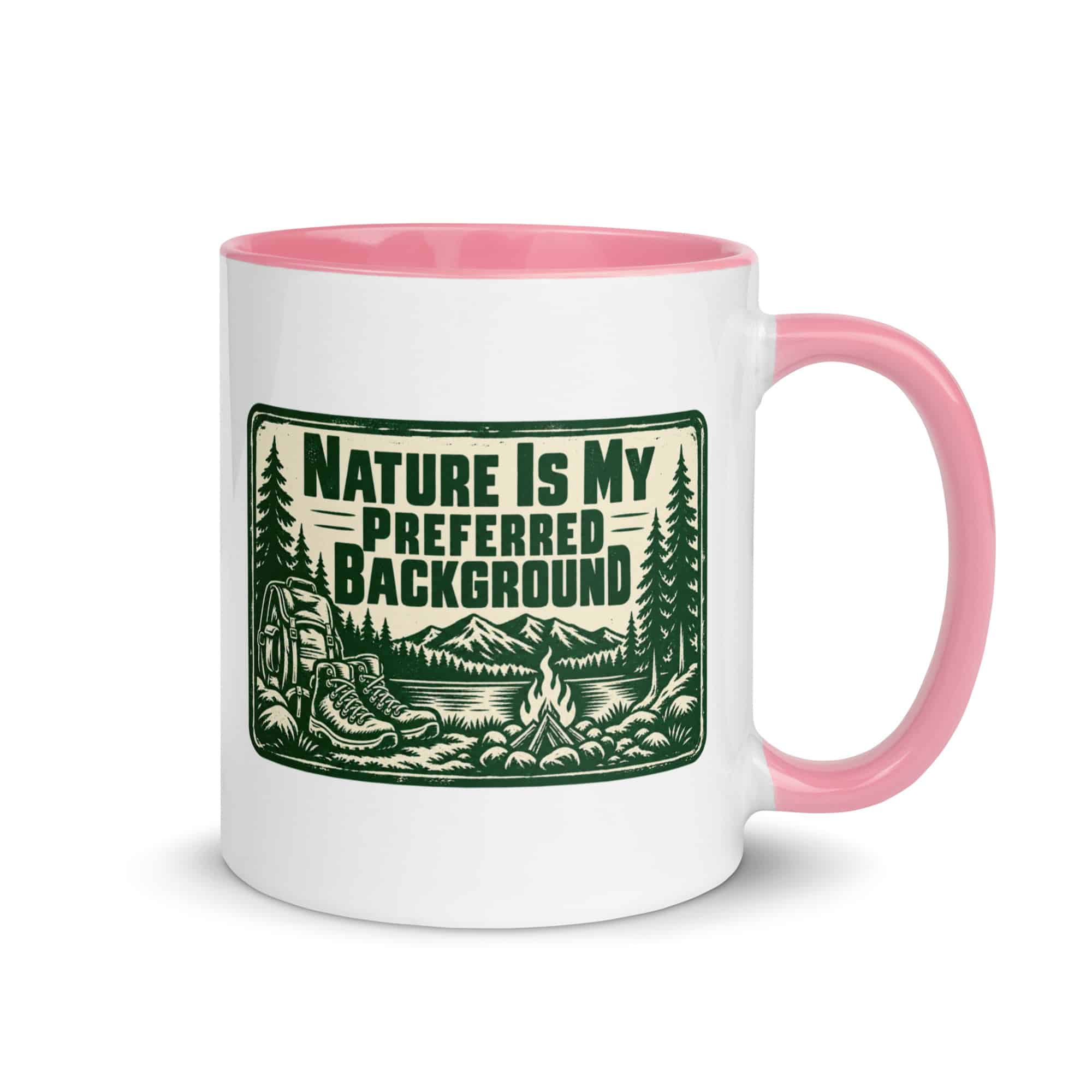 Nature and Adventure Color Inside Coffee Mug: Nature Is My Preferred Background, Forest Ink Stamp