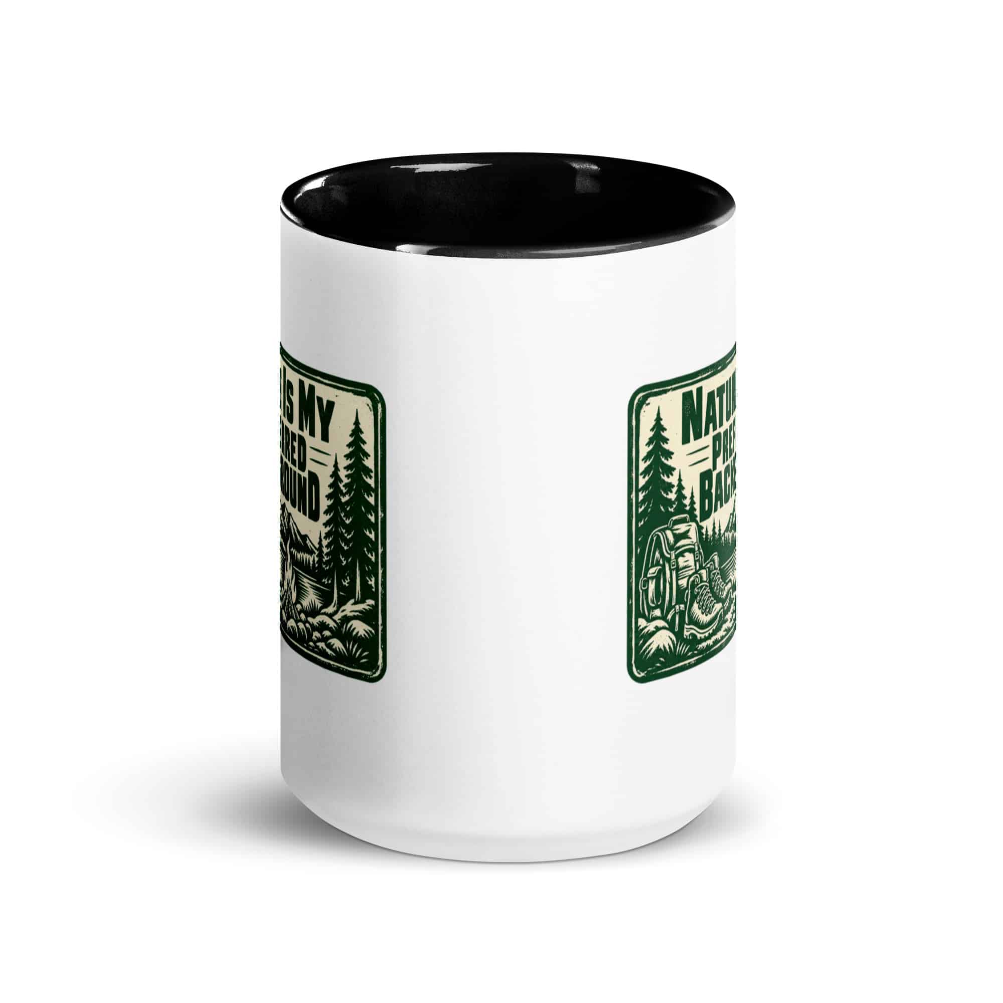Nature and Adventure Color Inside Coffee Mug: Nature Is My Preferred Background, Forest Ink Stamp
