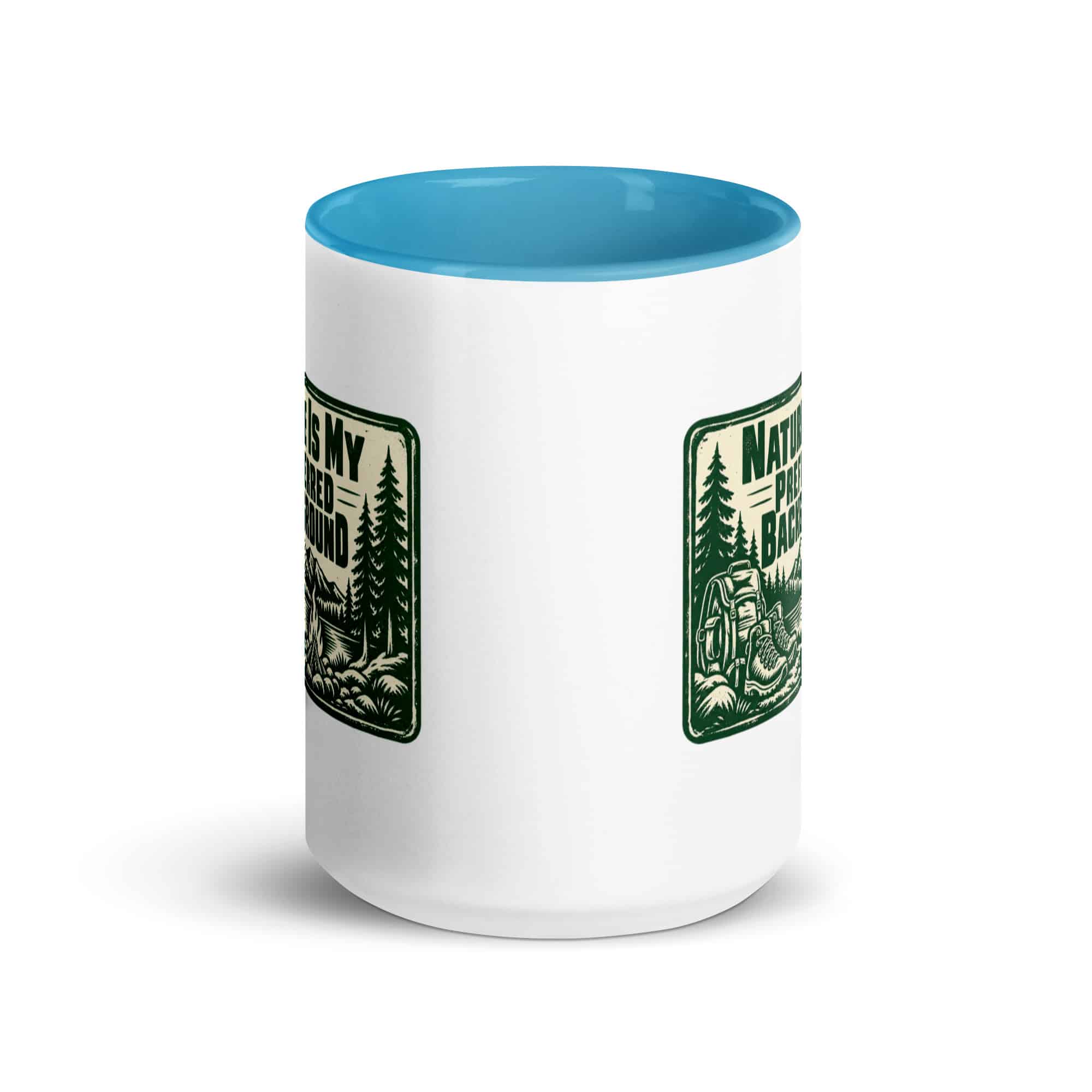 Nature and Adventure Color Inside Coffee Mug: Nature Is My Preferred Background, Forest Ink Stamp