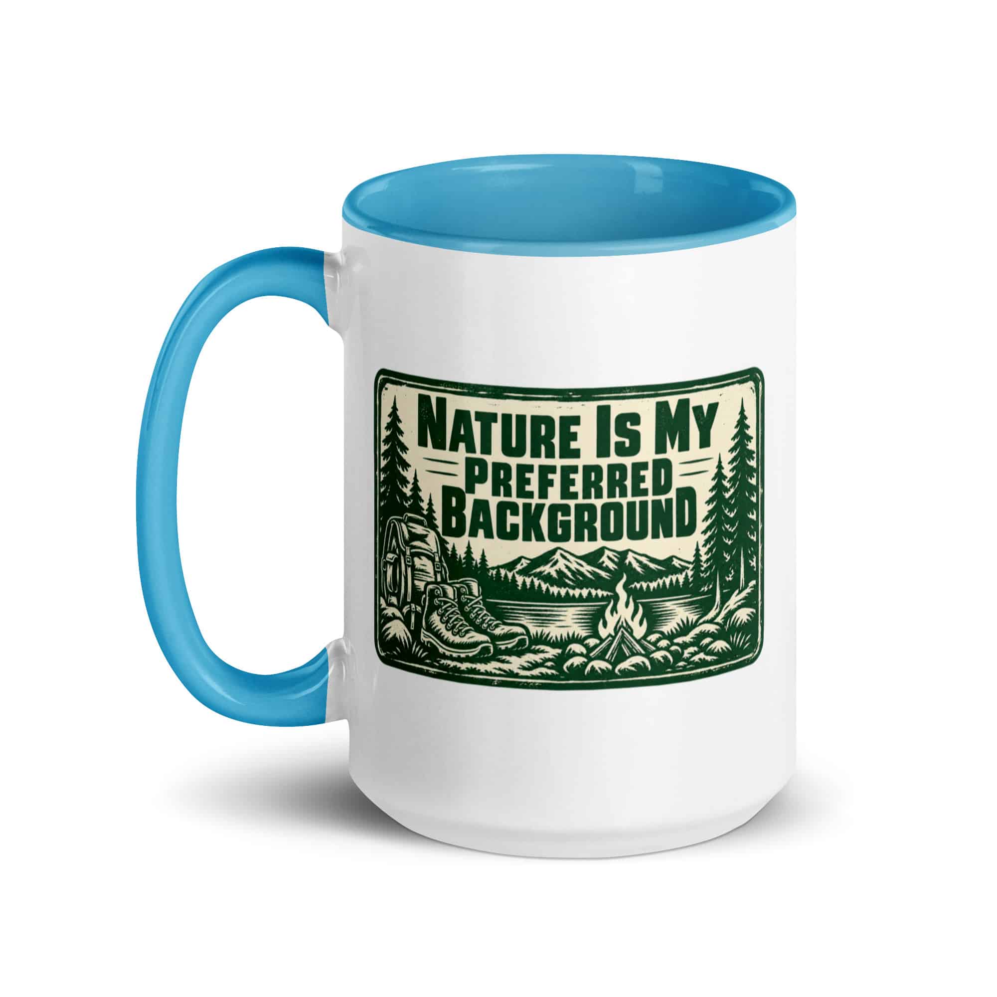 Nature and Adventure Color Inside Coffee Mug: Nature Is My Preferred Background, Forest Ink Stamp