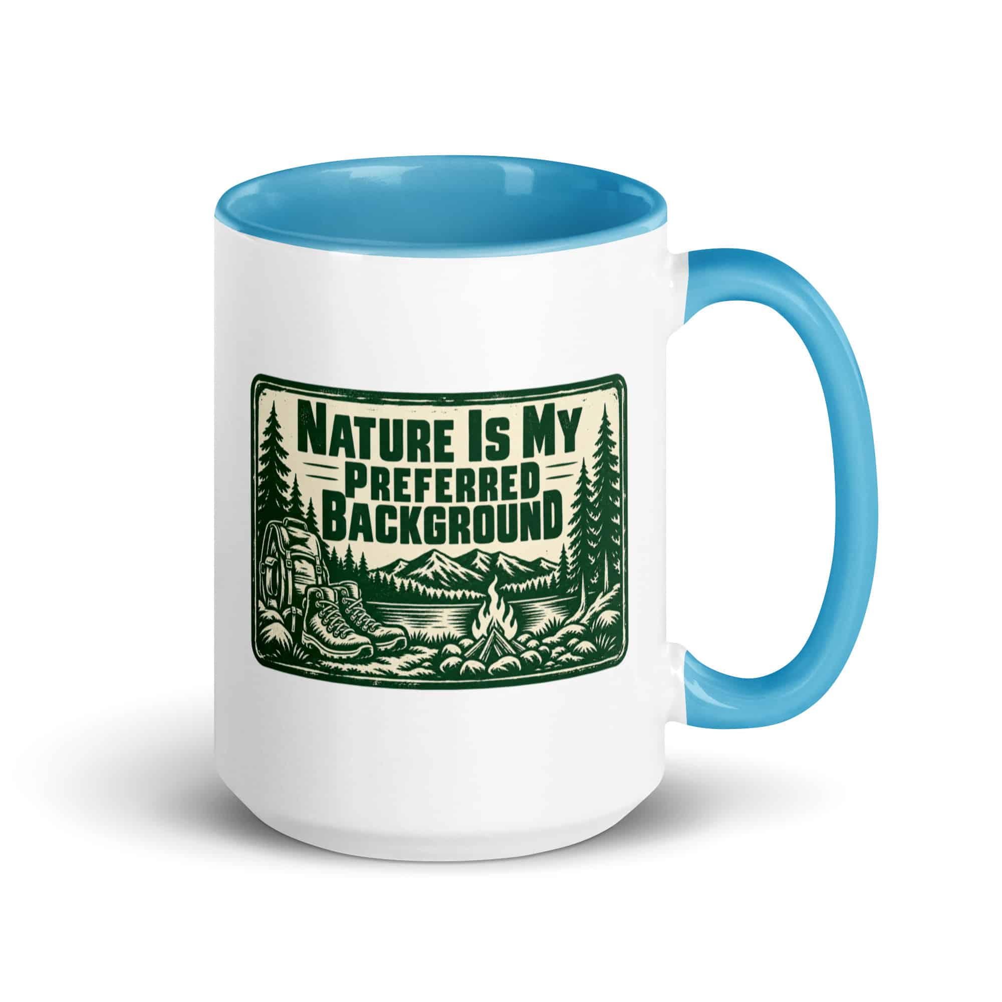 Nature and Adventure Color Inside Coffee Mug: Nature Is My Preferred Background, Forest Ink Stamp