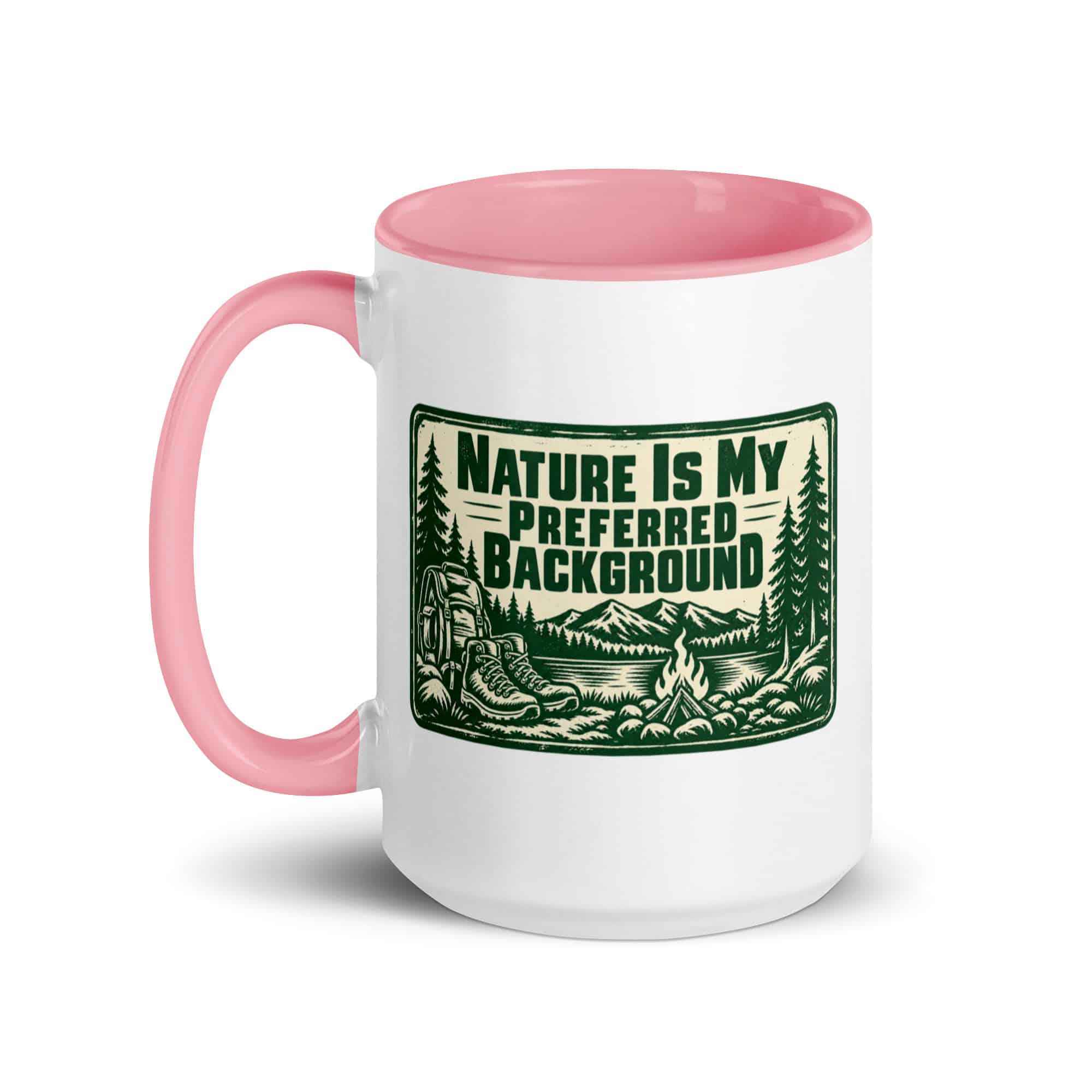 Nature and Adventure Color Inside Coffee Mug: Nature Is My Preferred Background, Forest Ink Stamp