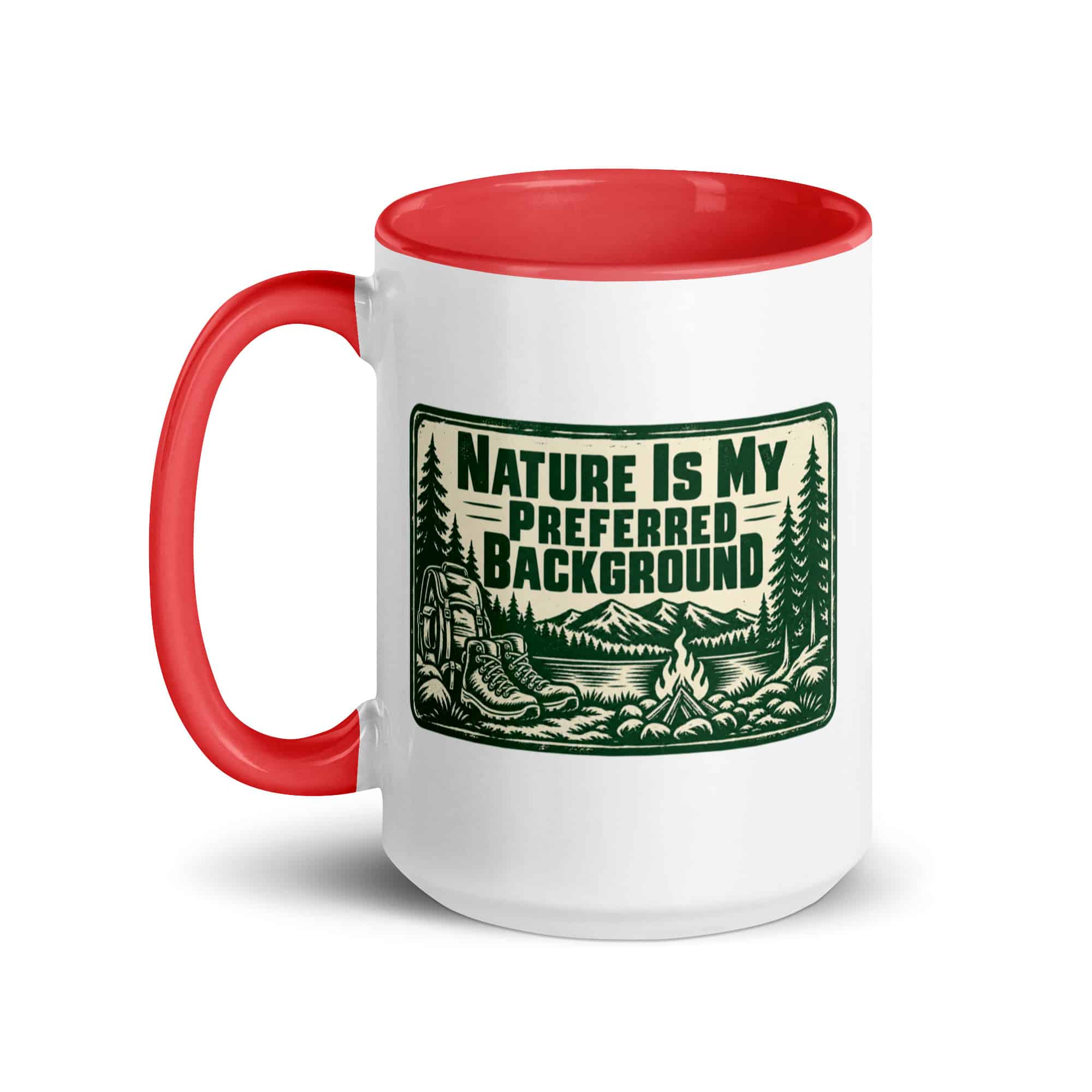 Nature and Adventure Color Inside Coffee Mug: Nature Is My Preferred Background, Forest Ink Stamp