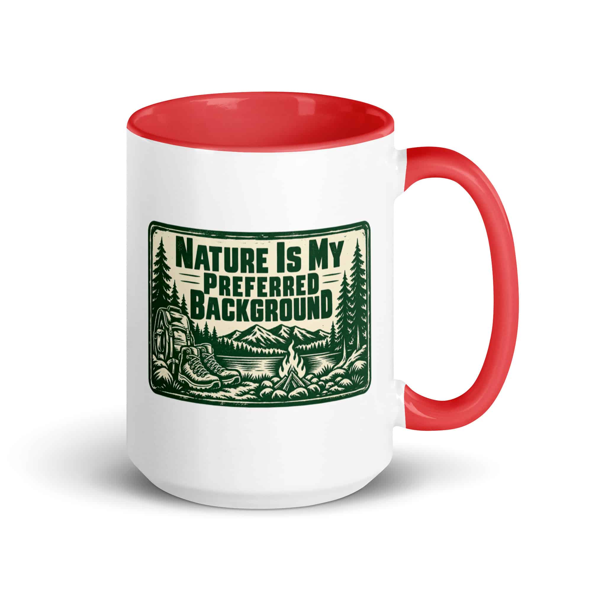 Nature and Adventure Color Inside Coffee Mug: Nature Is My Preferred Background, Forest Ink Stamp