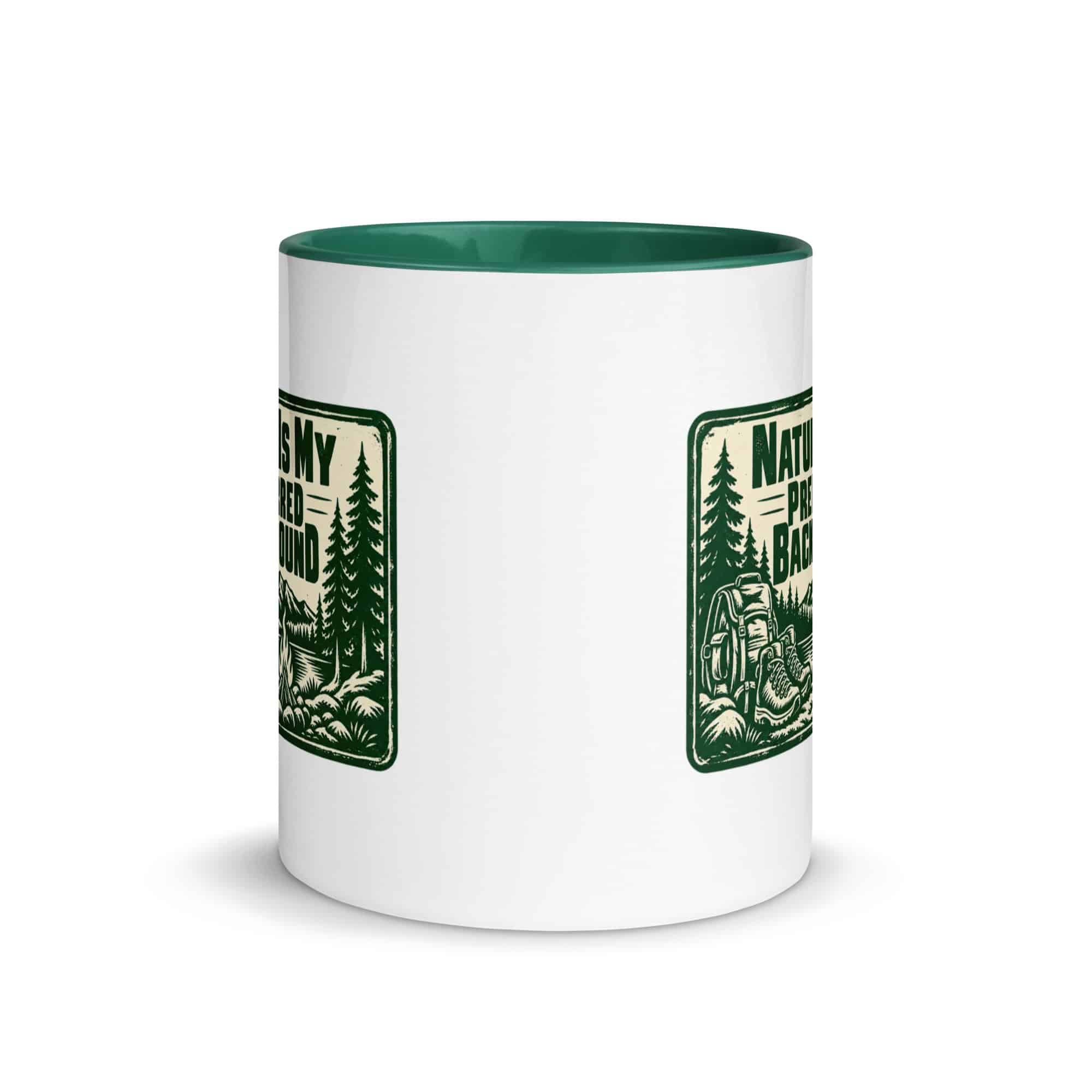 Nature and Adventure Color Inside Coffee Mug: Nature Is My Preferred Background, Forest Ink Stamp
