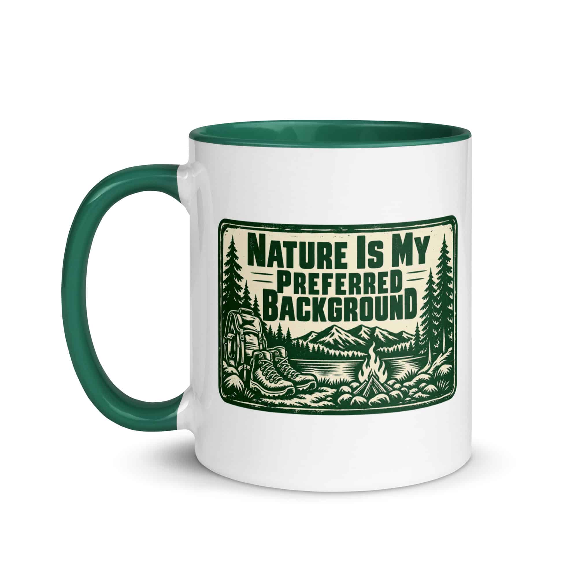 Nature and Adventure Color Inside Coffee Mug: Nature Is My Preferred Background, Forest Ink Stamp