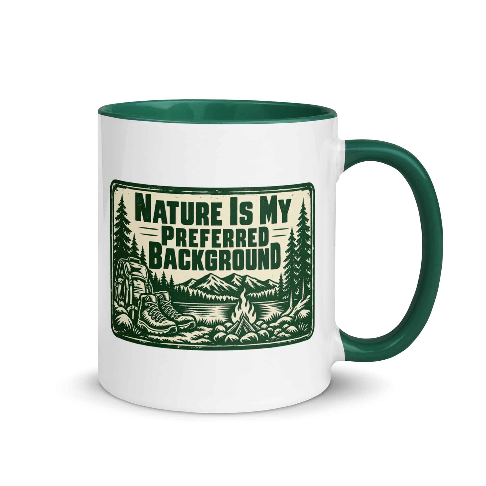 Nature and Adventure Color Inside Coffee Mug: Nature Is My Preferred Background, Forest Ink Stamp