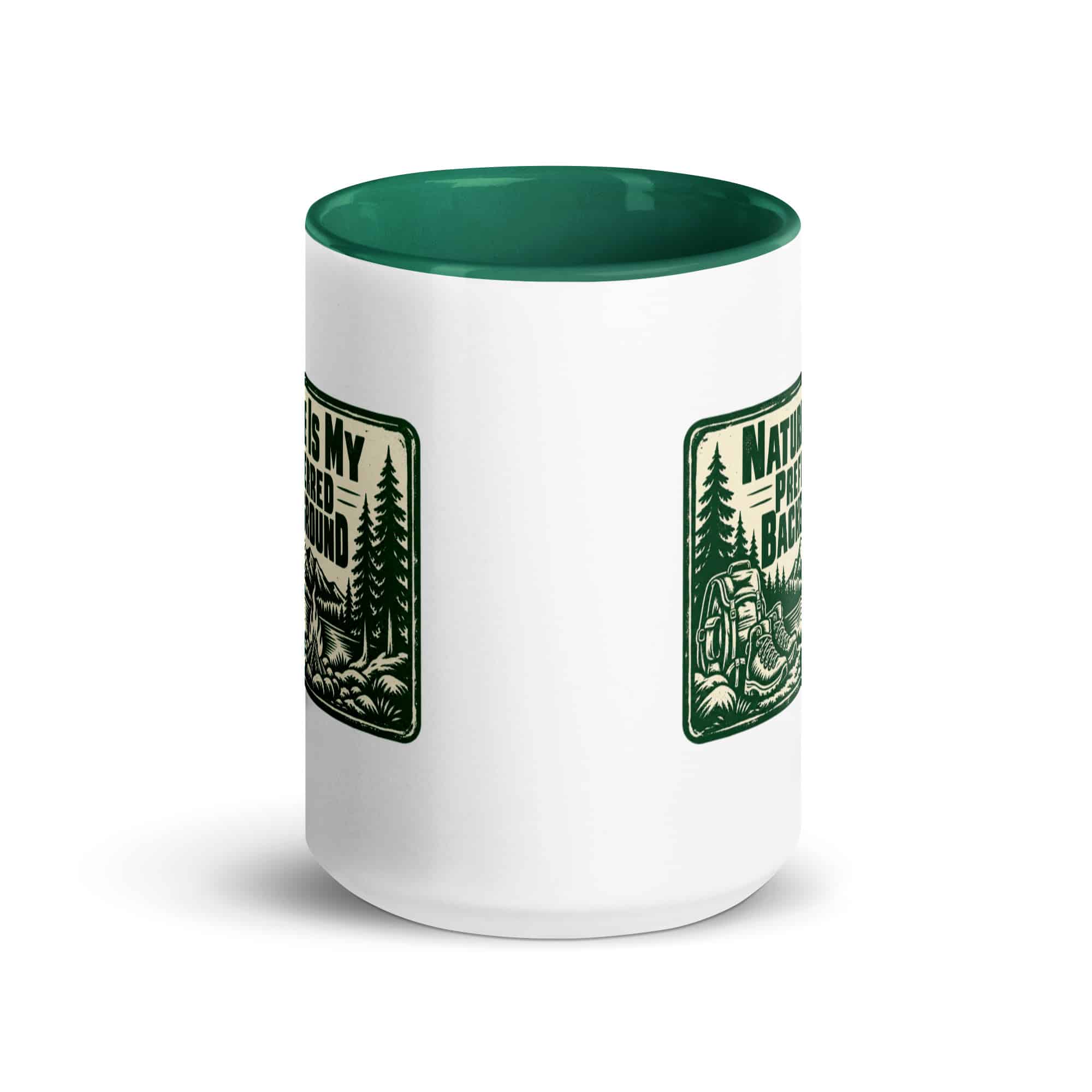 Nature and Adventure Color Inside Coffee Mug: Nature Is My Preferred Background, Forest Ink Stamp