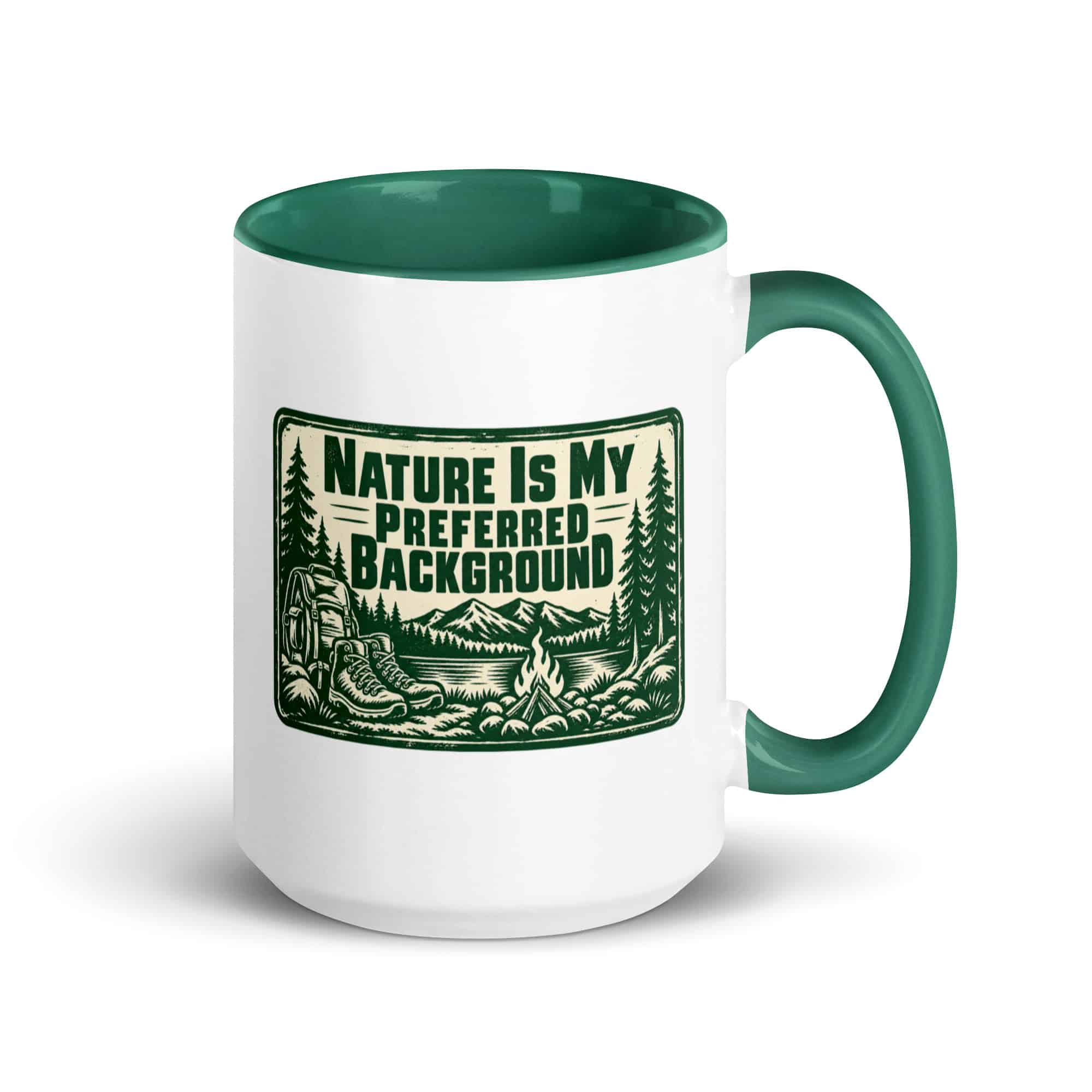 Nature and Adventure Color Inside Coffee Mug: Nature Is My Preferred Background, Forest Ink Stamp