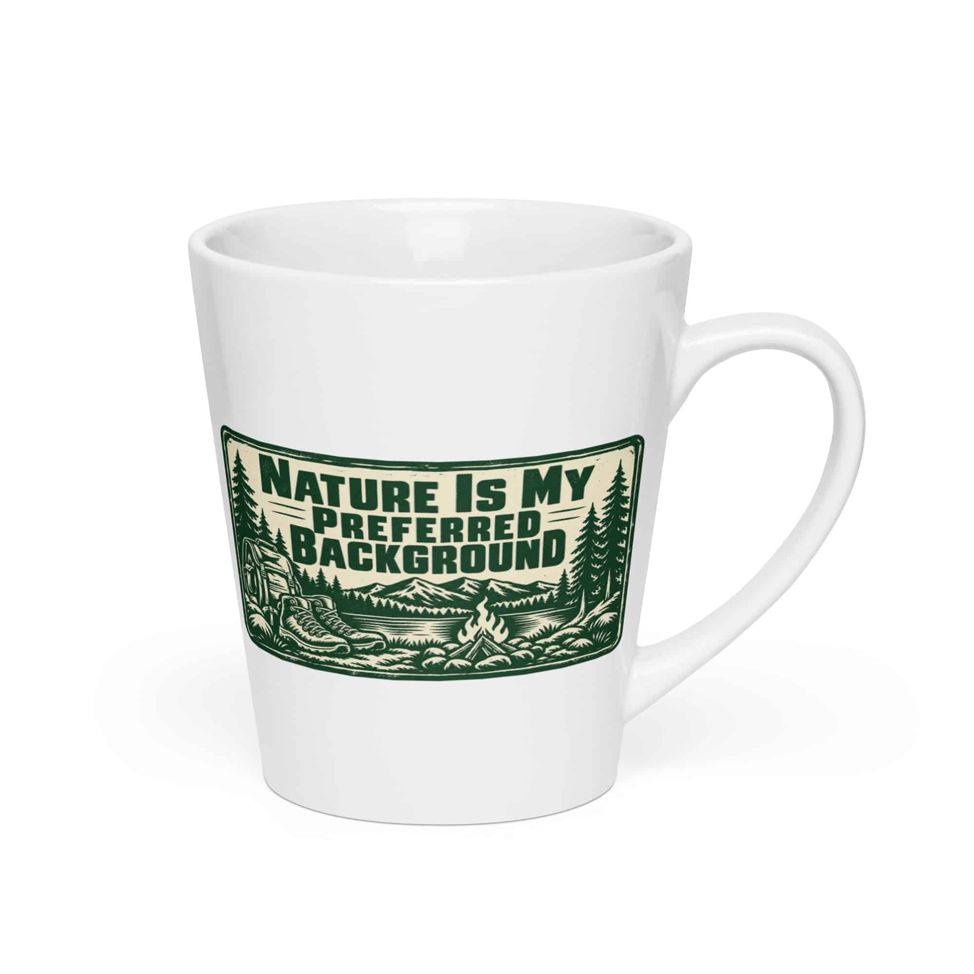 Nature and Adventure Latte Mug: Nature Is My Preferred Background, Forest Ink Stamp