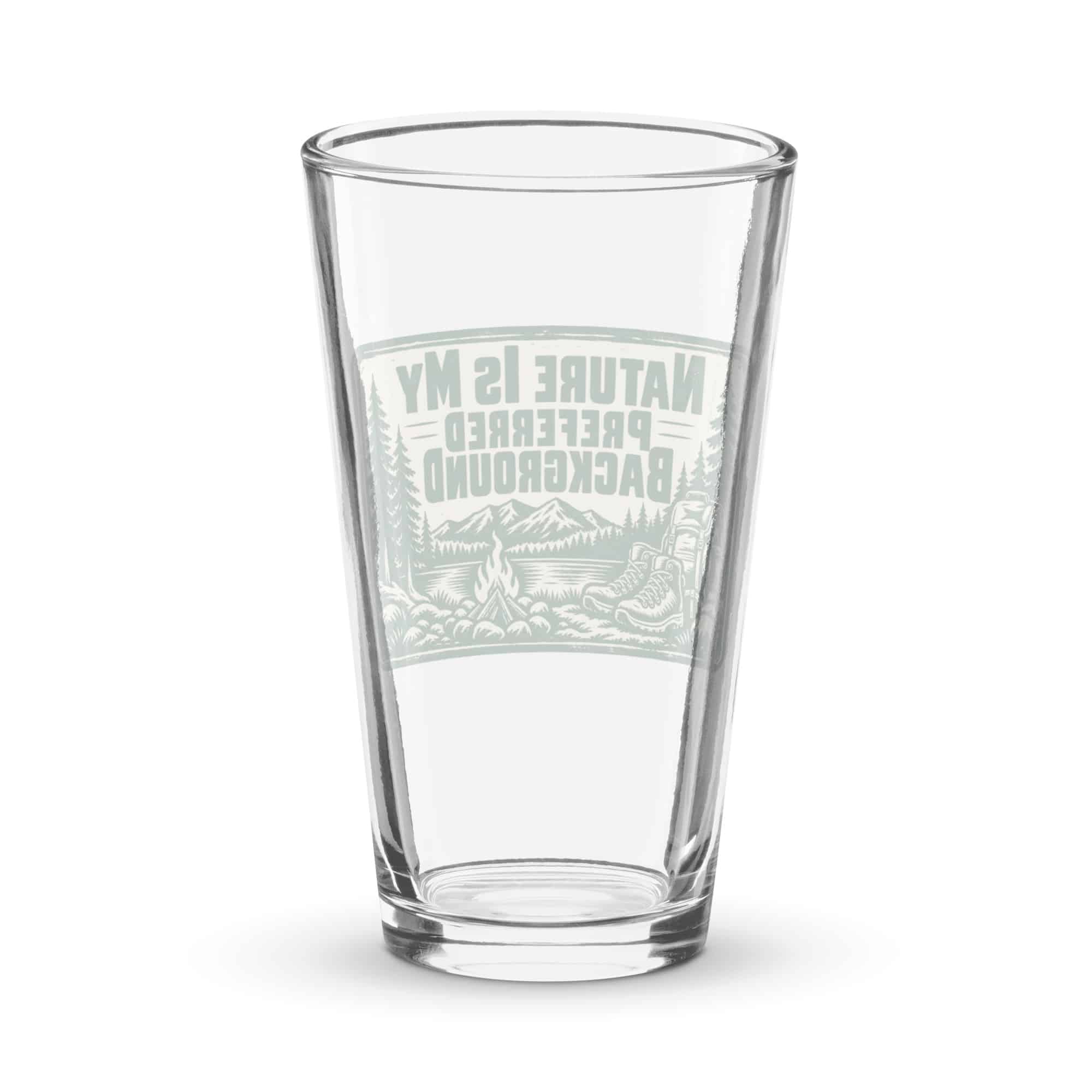 Nature and Adventure Pint Glass: Nature Is My Preferred Background, Forest Ink Stamp