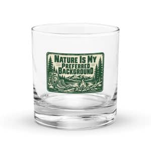 Nature and Adventure Rocks Glass: Nature Is My Preferred Background, Forest Ink Stamp - 10.5 oz - Main