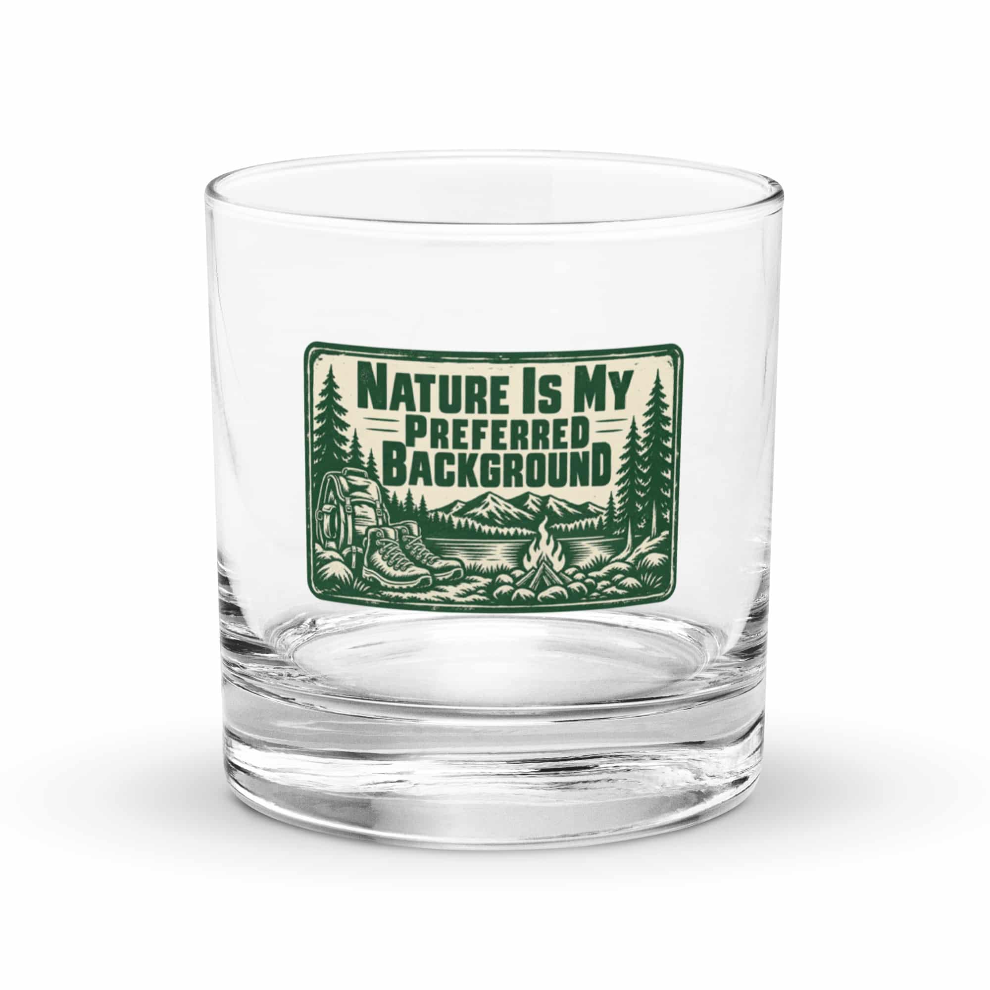Nature and Adventure Rocks Glass: Nature Is My Preferred Background, Forest Ink Stamp