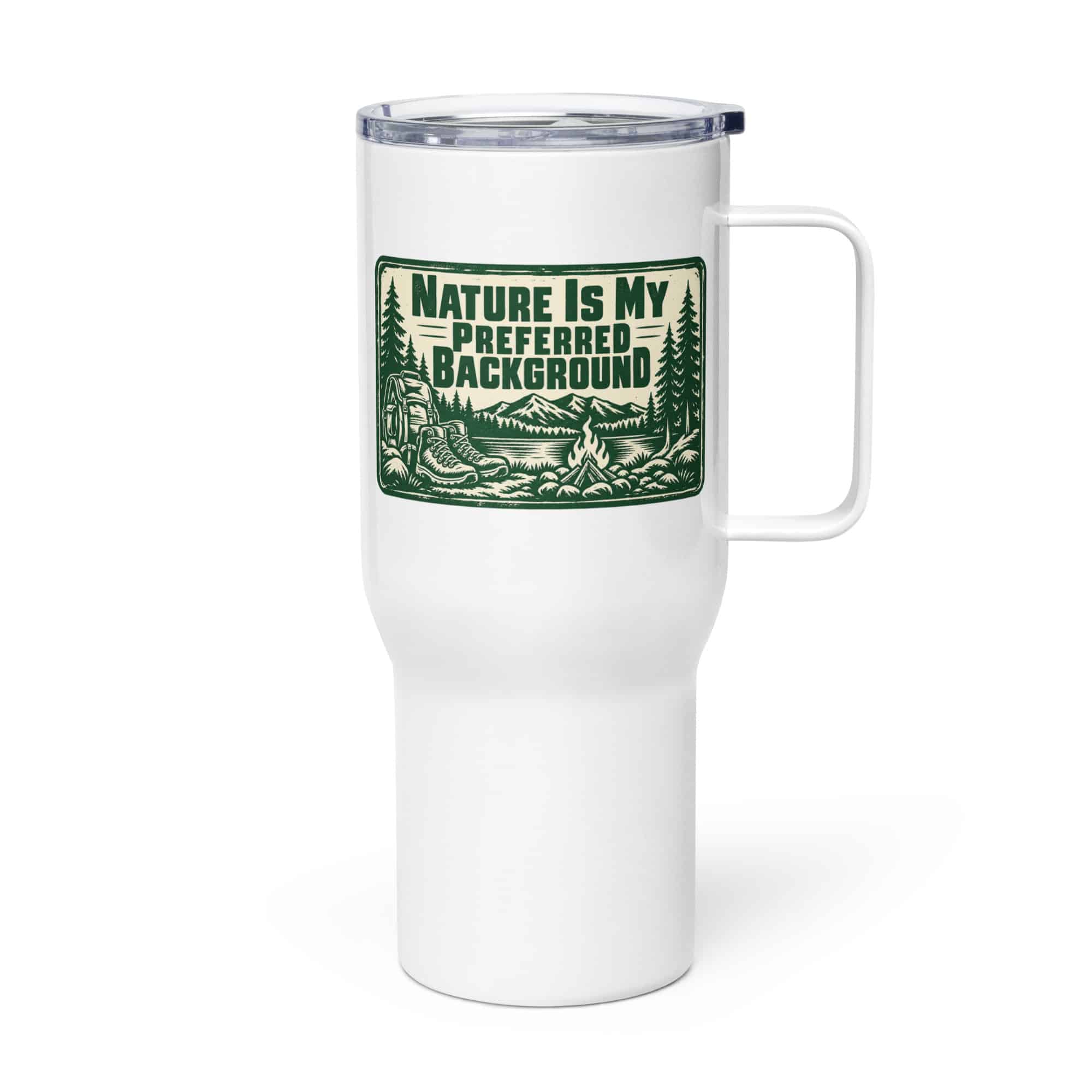 Nature and Adventure Travel Mug: Nature Is My Preferred Background, Forest Ink Stamp