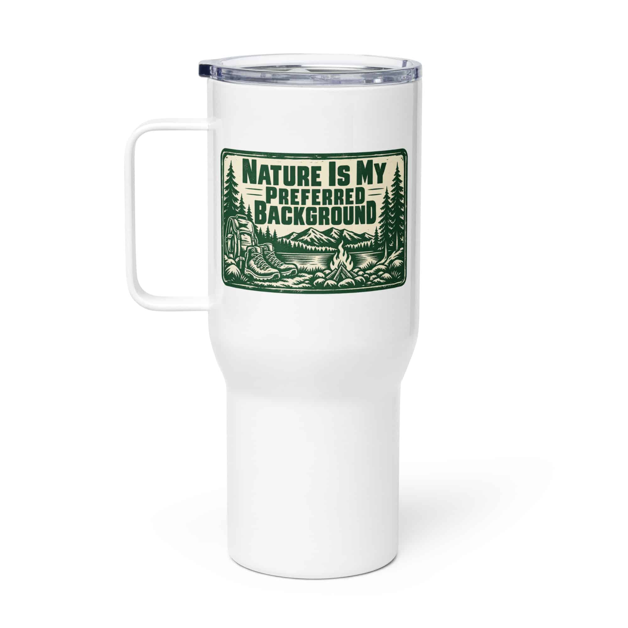 Nature and Adventure Travel Mug: Nature Is My Preferred Background, Forest Ink Stamp