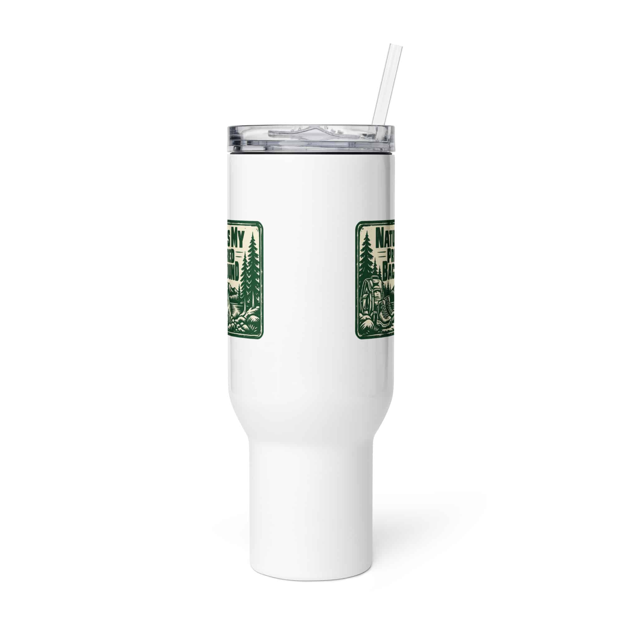 Nature and Adventure Travel Mug: Nature Is My Preferred Background, Forest Ink Stamp