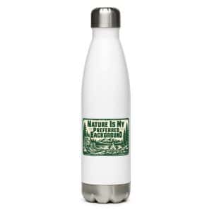Nature and Adventure Stainless Steel Water Bottle: Nature Is My Preferred Background, Forest Ink Stamp - 17 oz - Main