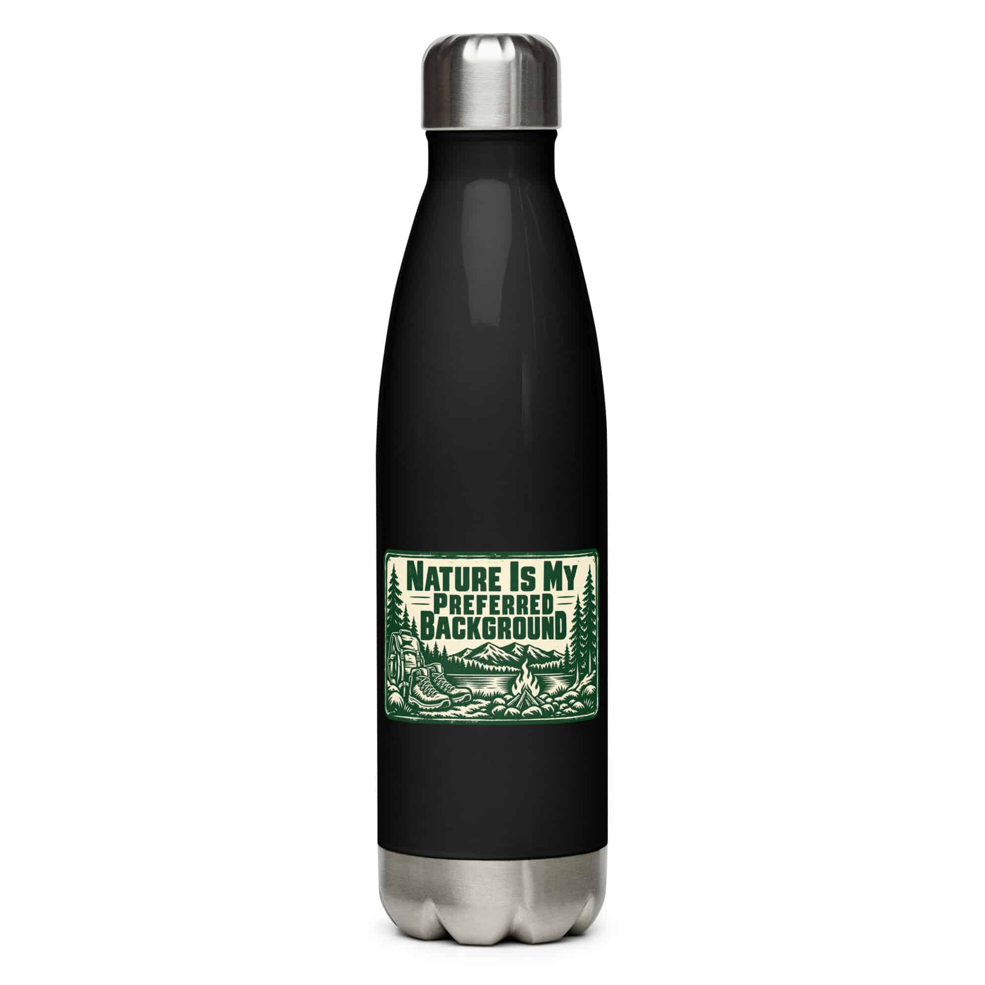 Nature and Adventure Stainless Steel Water Bottle: Nature Is My Preferred Background, Forest Ink Stamp
