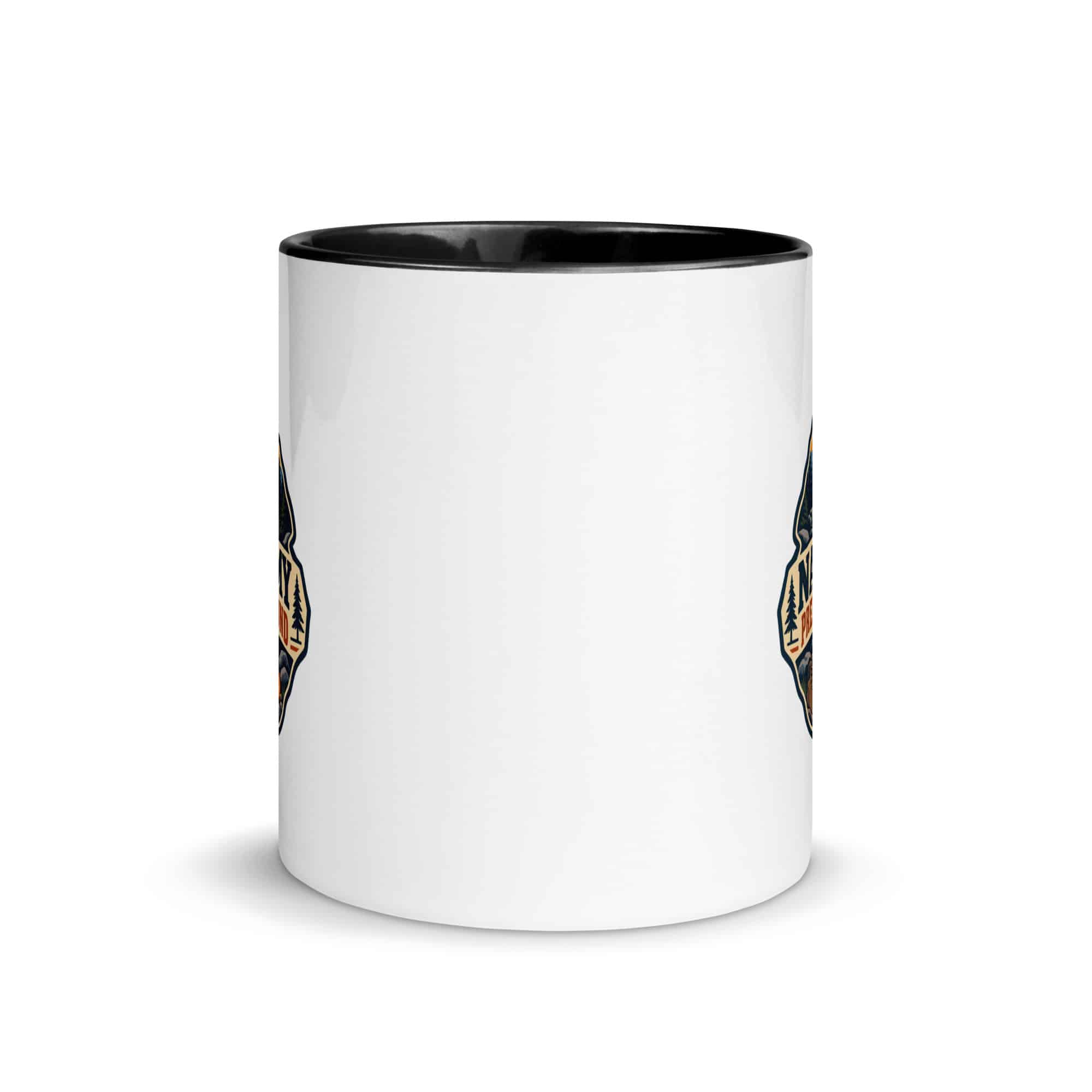 Nature and Adventure Color Inside Coffee Mug: Nature Is My Preferred Background, Scenic Shield Badge