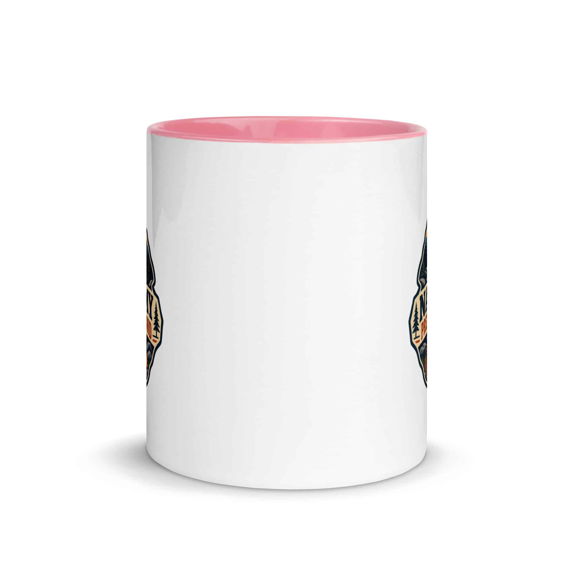 Nature and Adventure Color Inside Coffee Mug: Nature Is My Preferred Background, Scenic Shield Badge