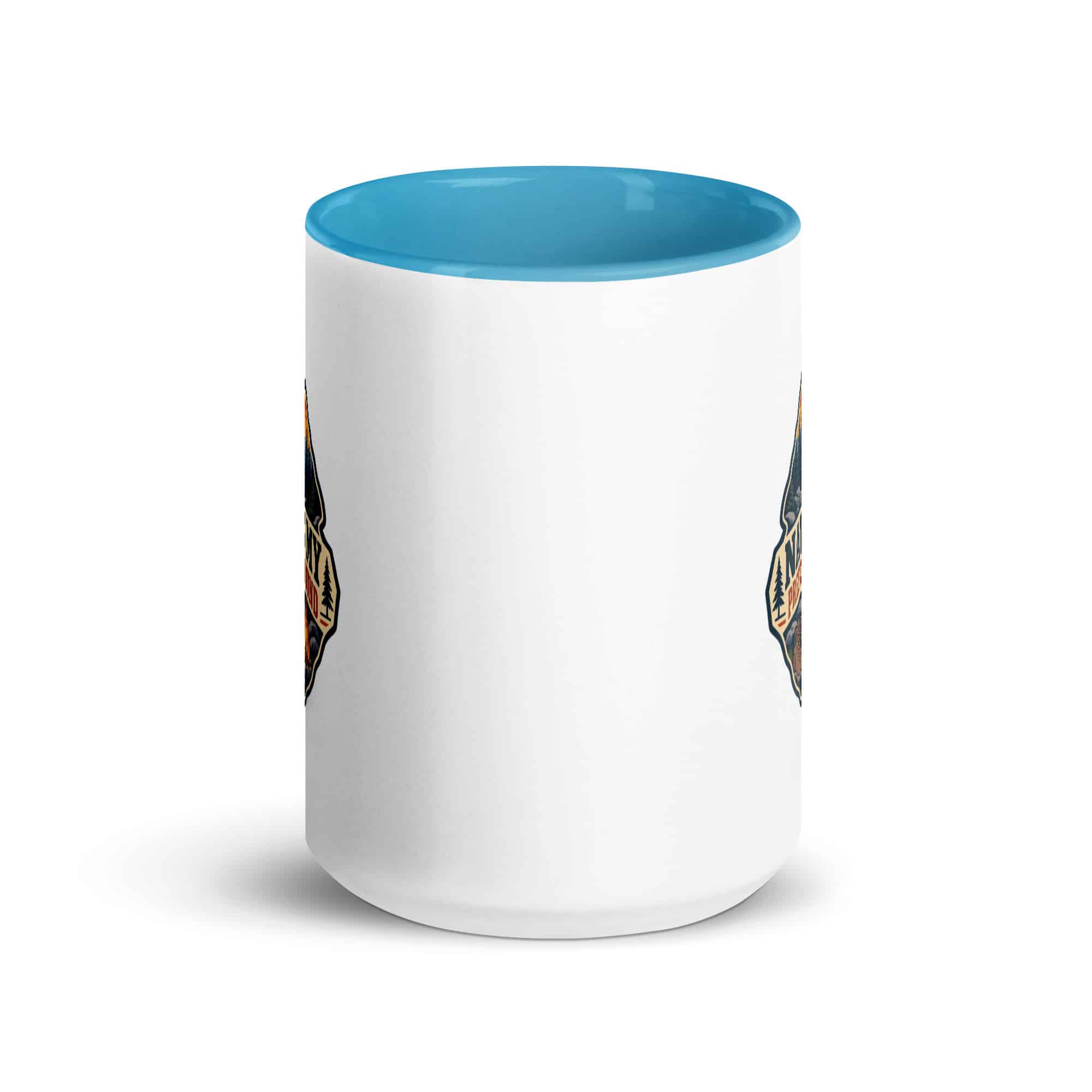 Nature and Adventure Color Inside Coffee Mug: Nature Is My Preferred Background, Scenic Shield Badge
