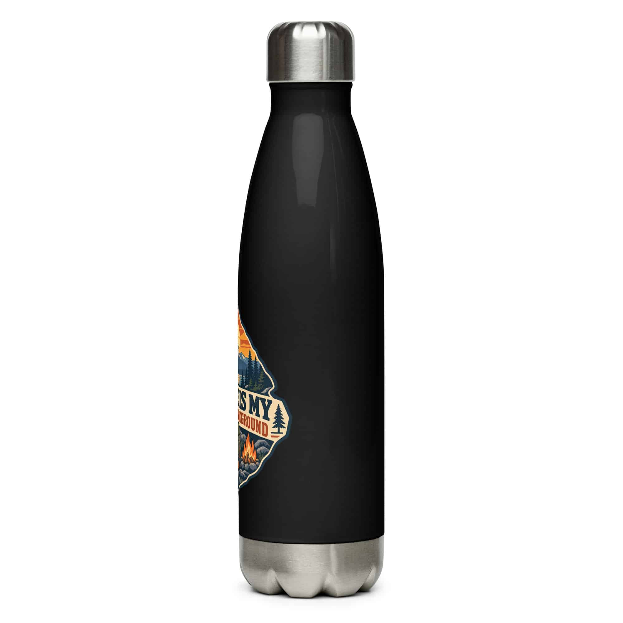 Nature and Adventure Stainless Steel Water Bottle: Nature Is My Preferred Background, Scenic Shield Badge