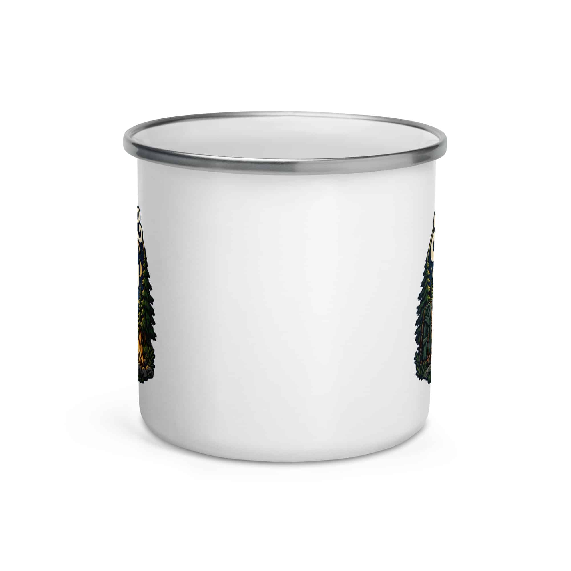 Nature and Adventure Enamel Camp Mug: Nature Is My Preferred Background, Woodland Scenic Lettering