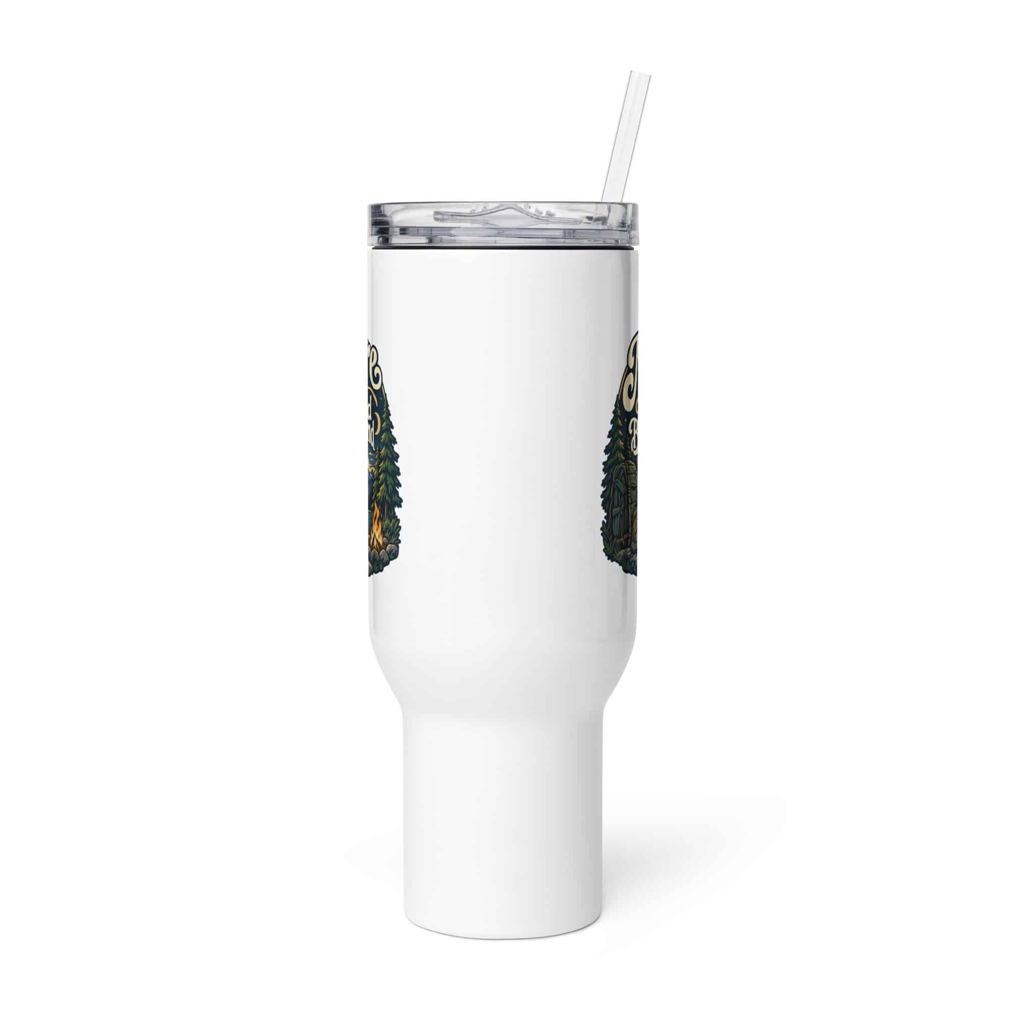 Nature and Adventure Travel Mug: Nature Is My Preferred Background, Woodland Scenic Lettering