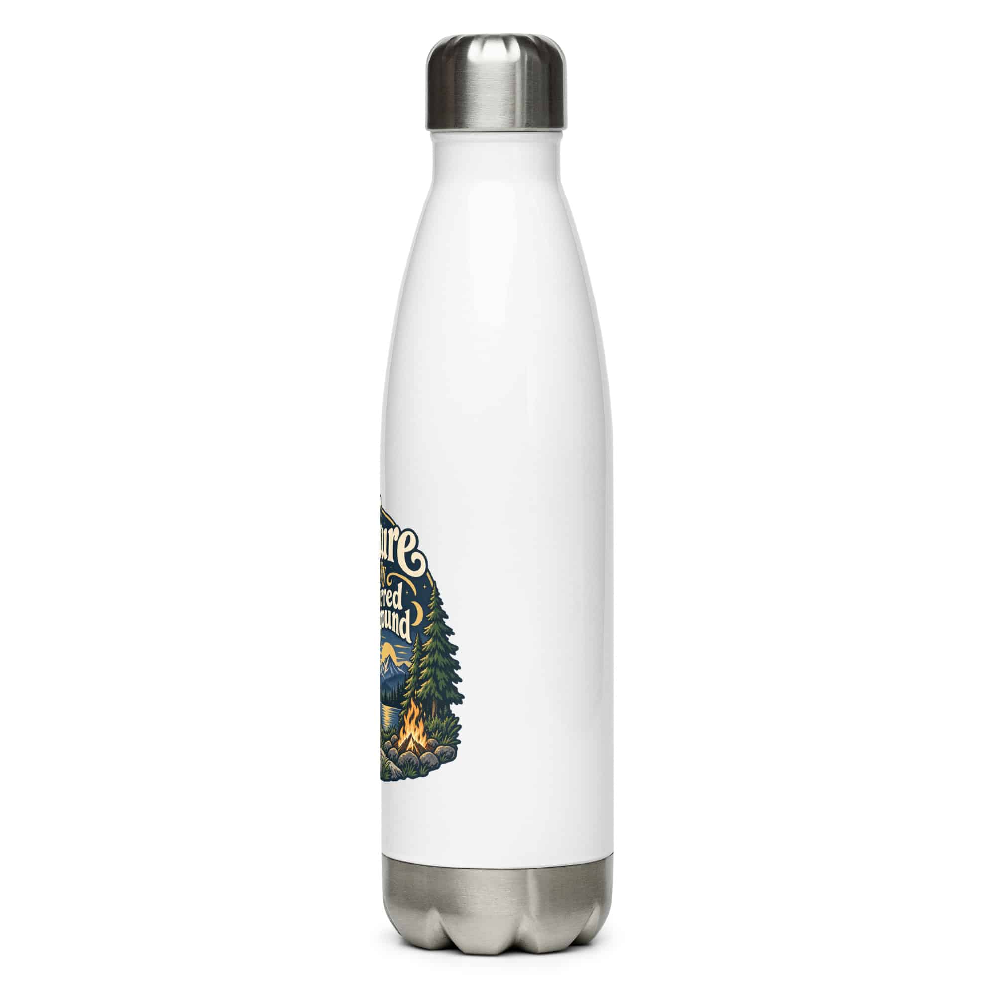 Nature and Adventure Stainless Steel Water Bottle: Nature Is My Preferred Background, Woodland Scenic Lettering