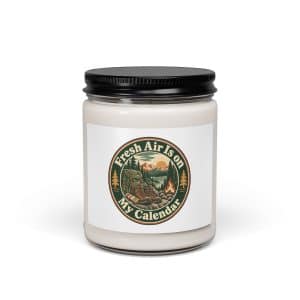 Nature and Adventure Soy Wax Candle: Fresh Air Is on My Calendar, Vintage Round Badge - 9oz - Main