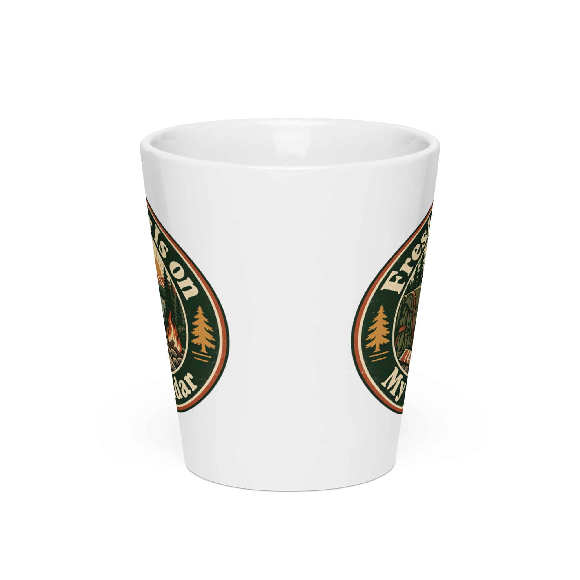 Nature and Adventure Latte Mug: Fresh Air Is on My Calendar, Vintage Round Badge