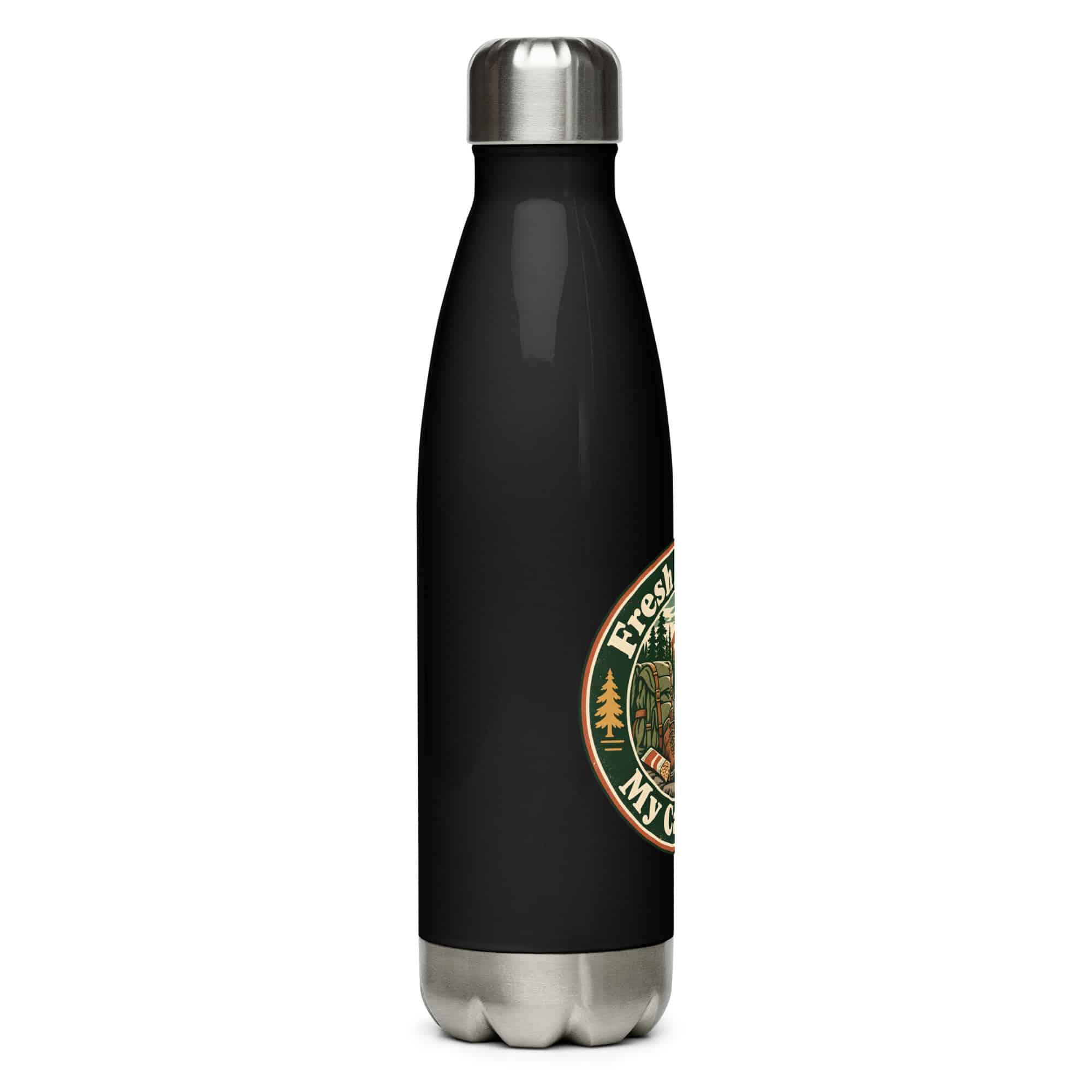 Nature and Adventure Stainless Steel Water Bottle: Fresh Air Is on My Calendar, Vintage Round Badge