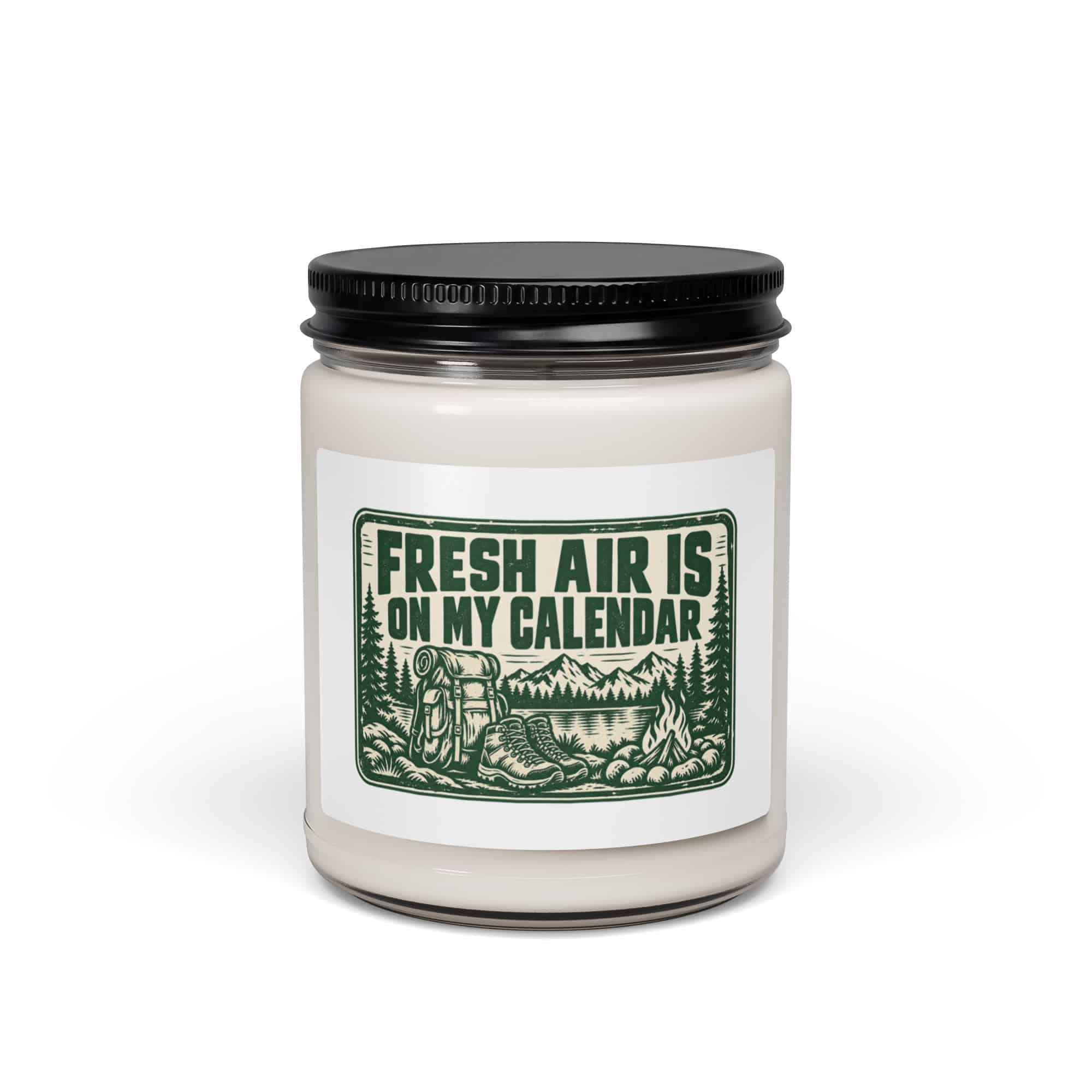 Nature and Adventure Soy Wax Candle: Fresh Air Is on My Calendar, Forest Ink Stamp