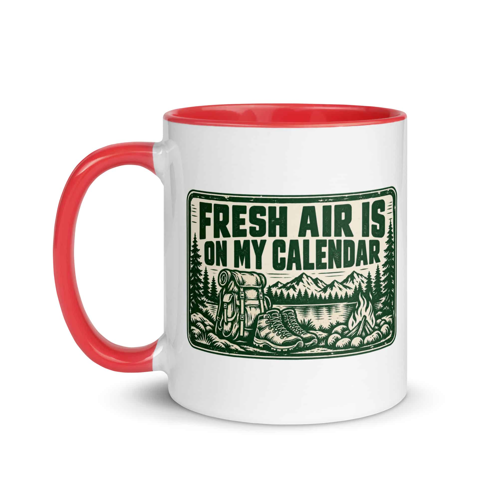 Nature and Adventure Color Inside Coffee Mug: Fresh Air Is on My Calendar, Forest Ink Stamp