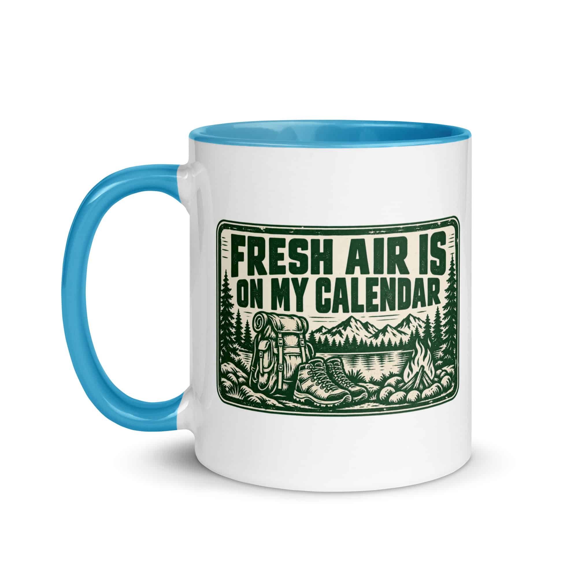 Nature and Adventure Color Inside Coffee Mug: Fresh Air Is on My Calendar, Forest Ink Stamp
