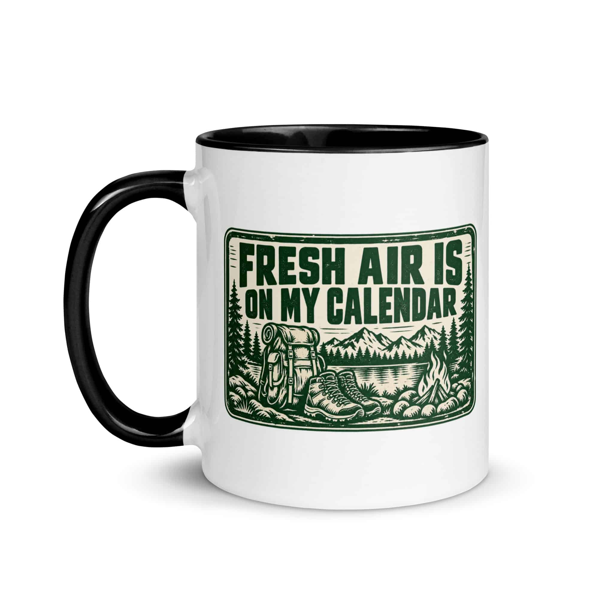 Nature and Adventure Color Inside Coffee Mug: Fresh Air Is on My Calendar, Forest Ink Stamp