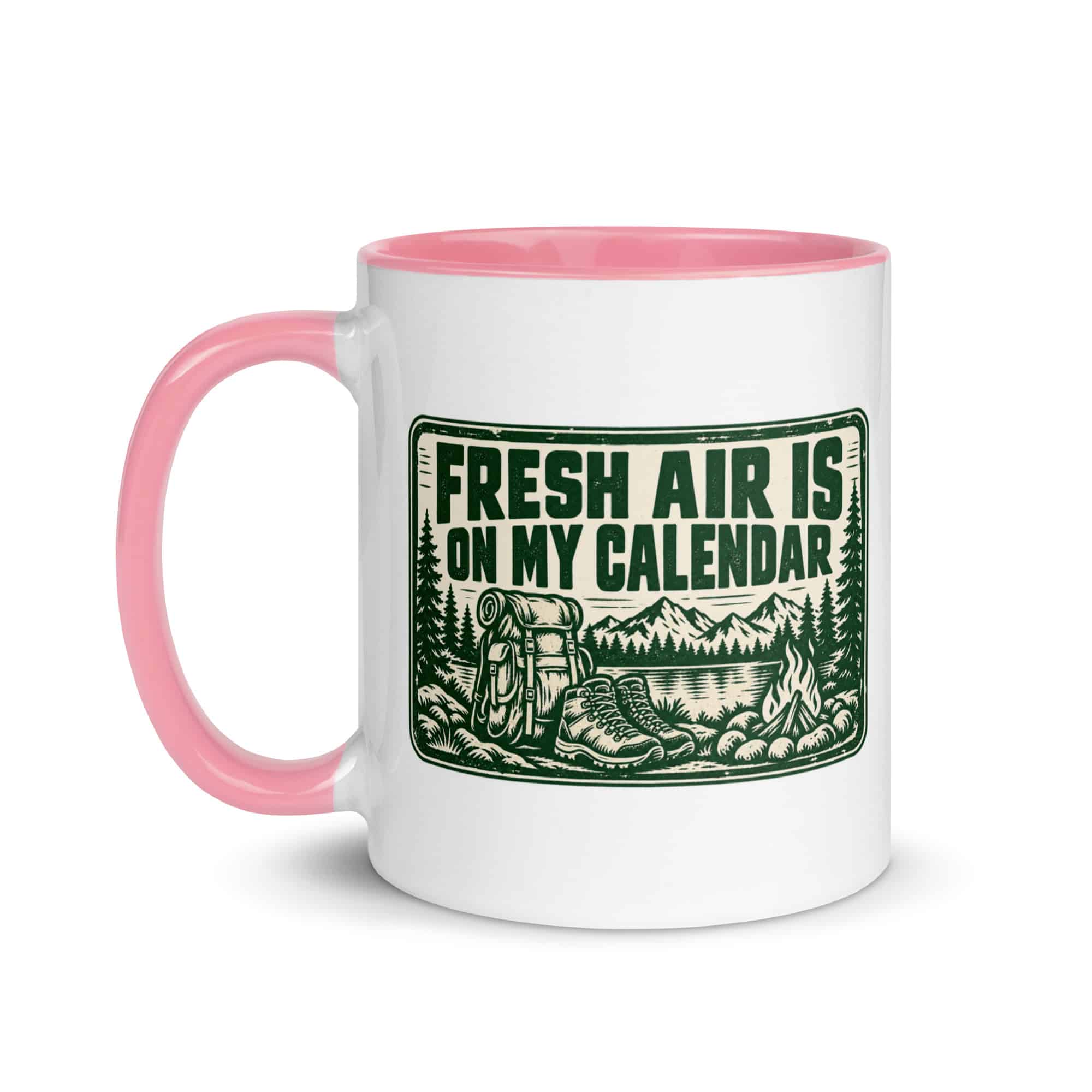 Nature and Adventure Color Inside Coffee Mug: Fresh Air Is on My Calendar, Forest Ink Stamp