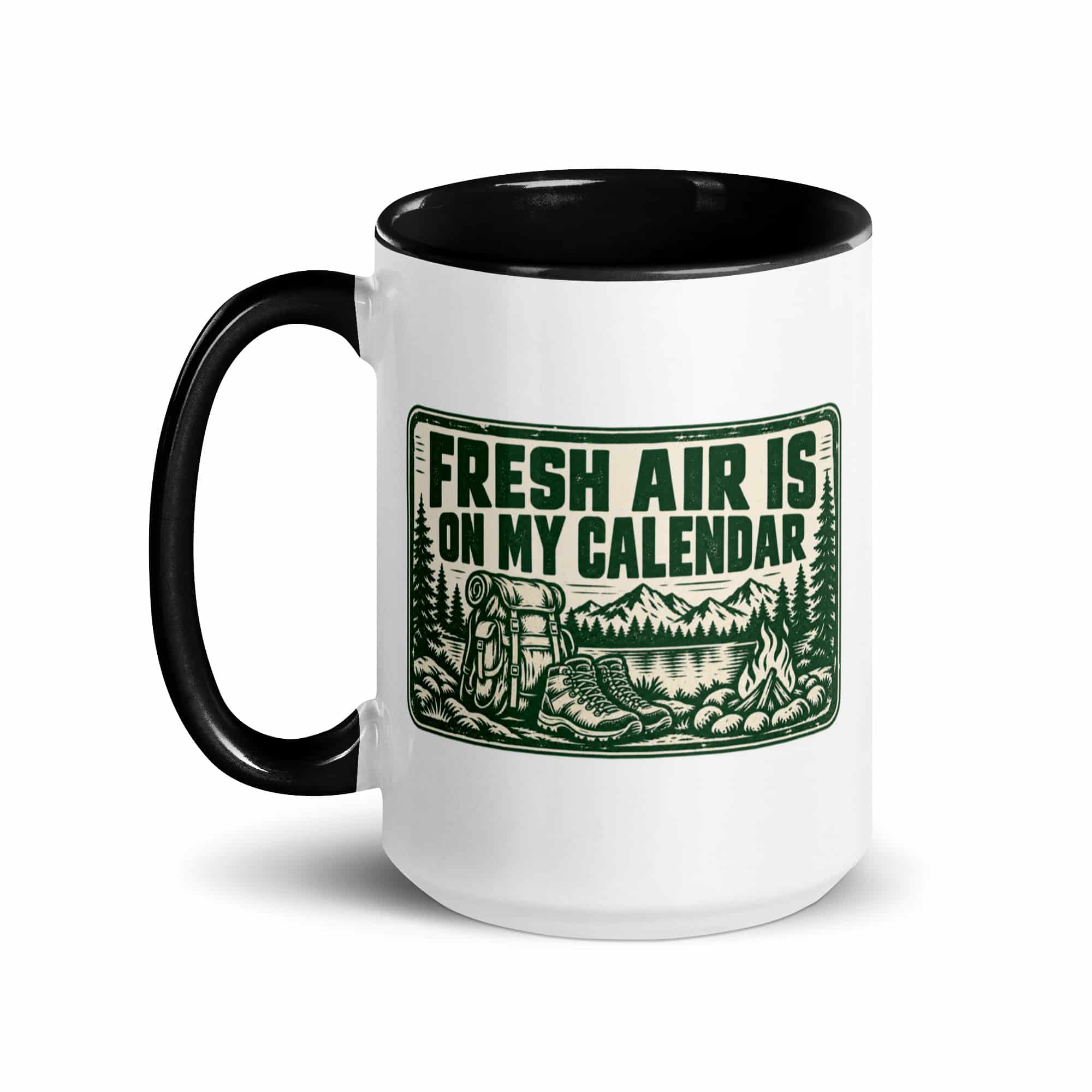 Nature and Adventure Color Inside Coffee Mug: Fresh Air Is on My Calendar, Forest Ink Stamp