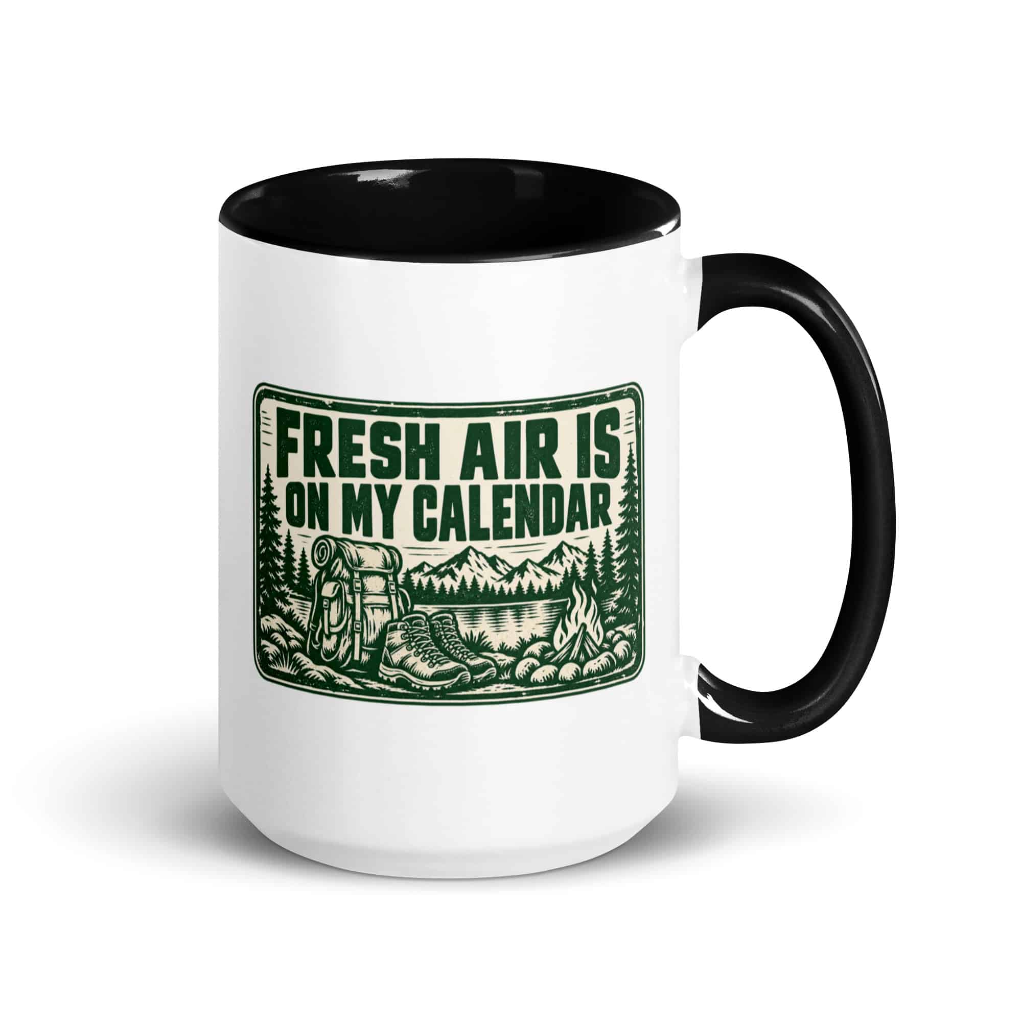 Nature and Adventure Color Inside Coffee Mug: Fresh Air Is on My Calendar, Forest Ink Stamp