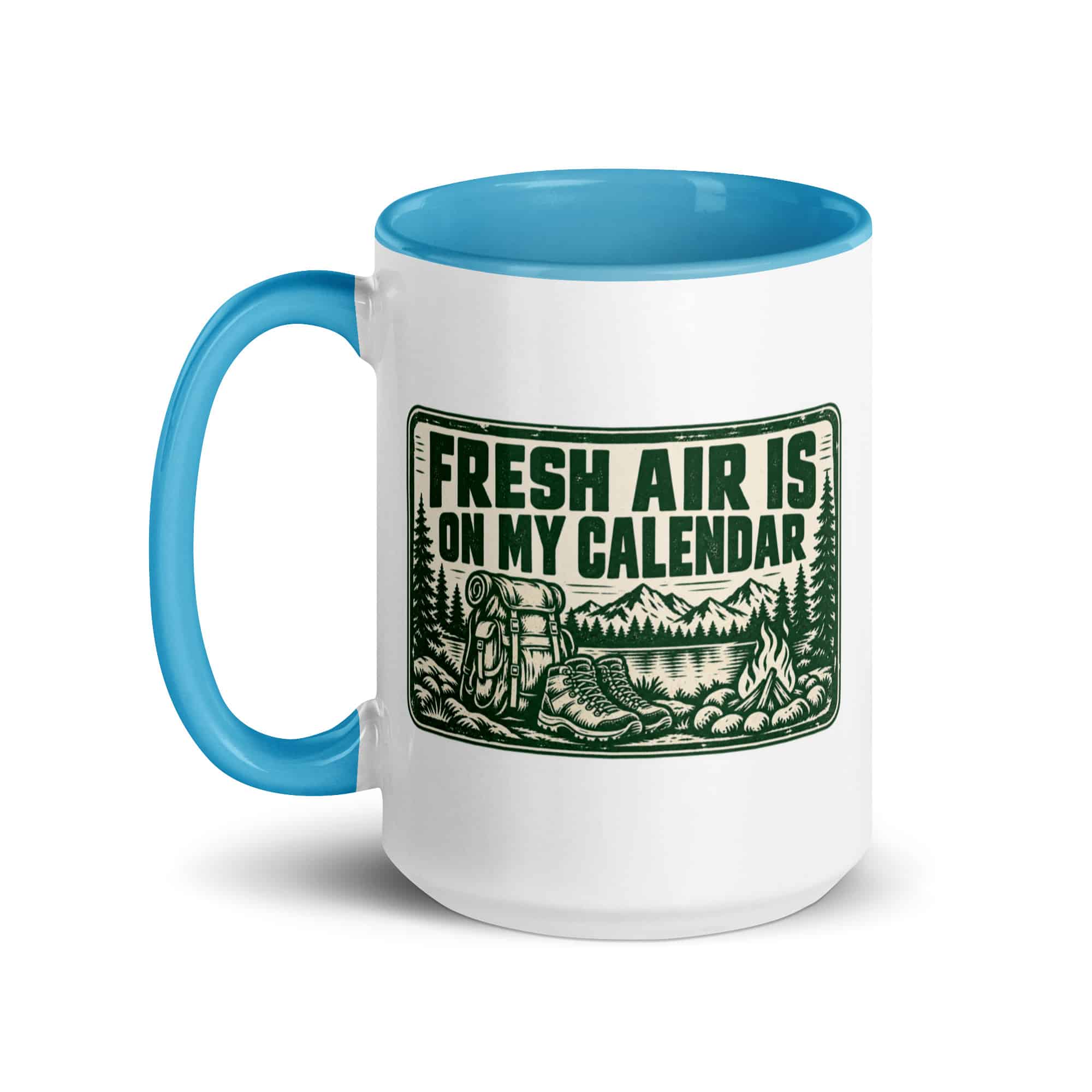 Nature and Adventure Color Inside Coffee Mug: Fresh Air Is on My Calendar, Forest Ink Stamp