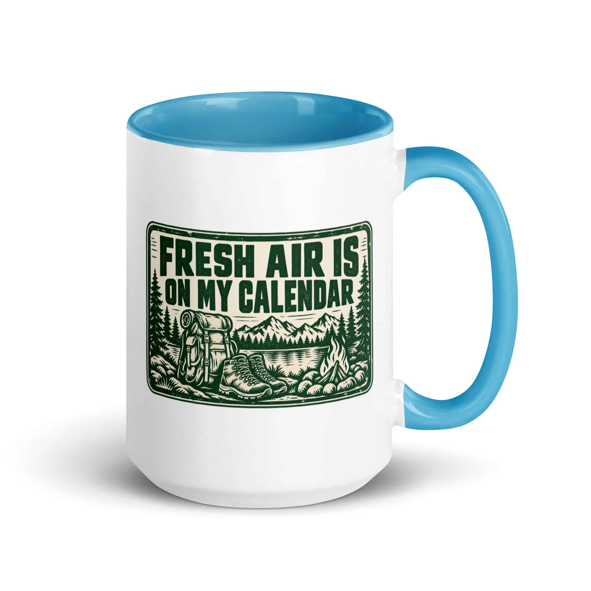 Nature and Adventure Color Inside Coffee Mug: Fresh Air Is on My Calendar, Forest Ink Stamp