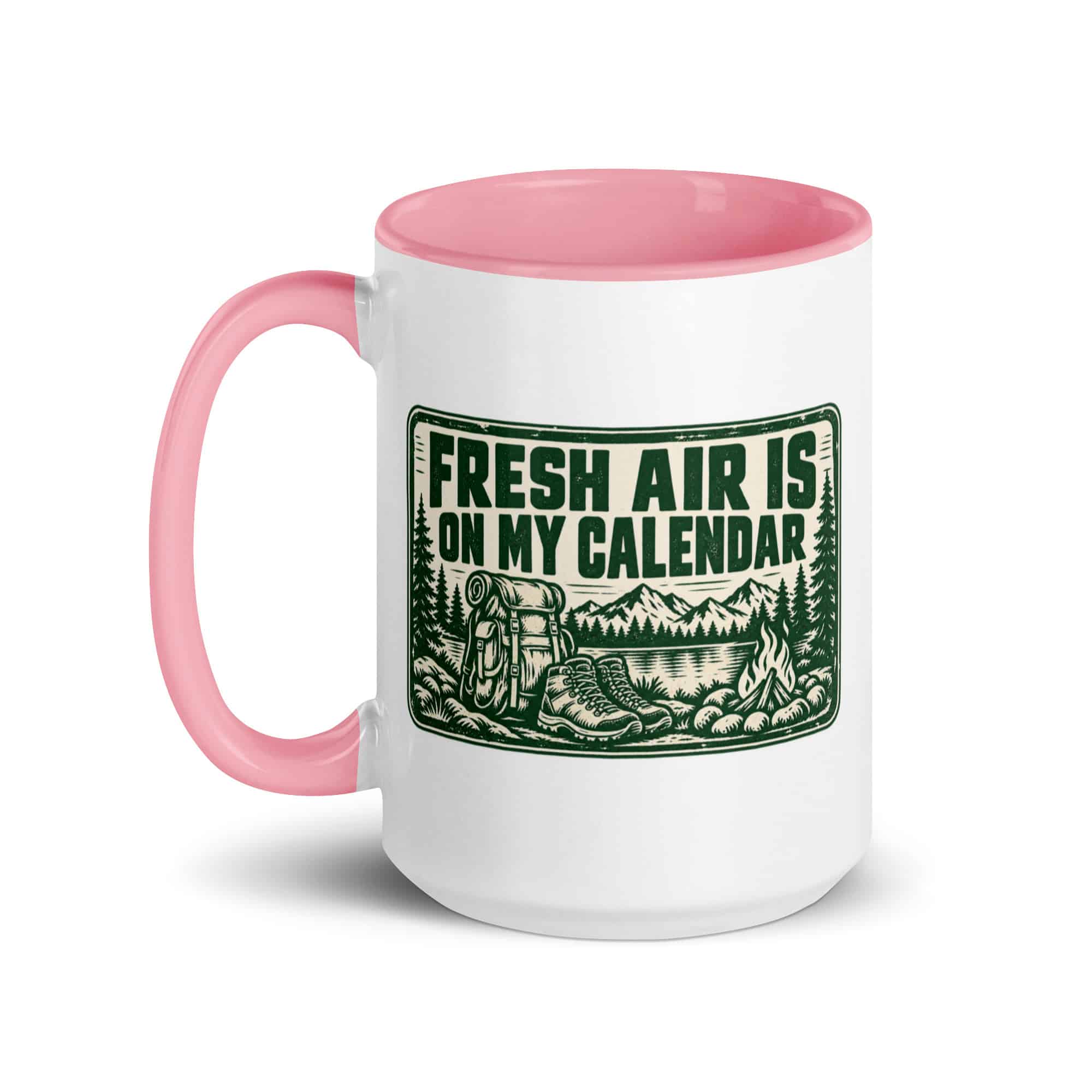 Nature and Adventure Color Inside Coffee Mug: Fresh Air Is on My Calendar, Forest Ink Stamp