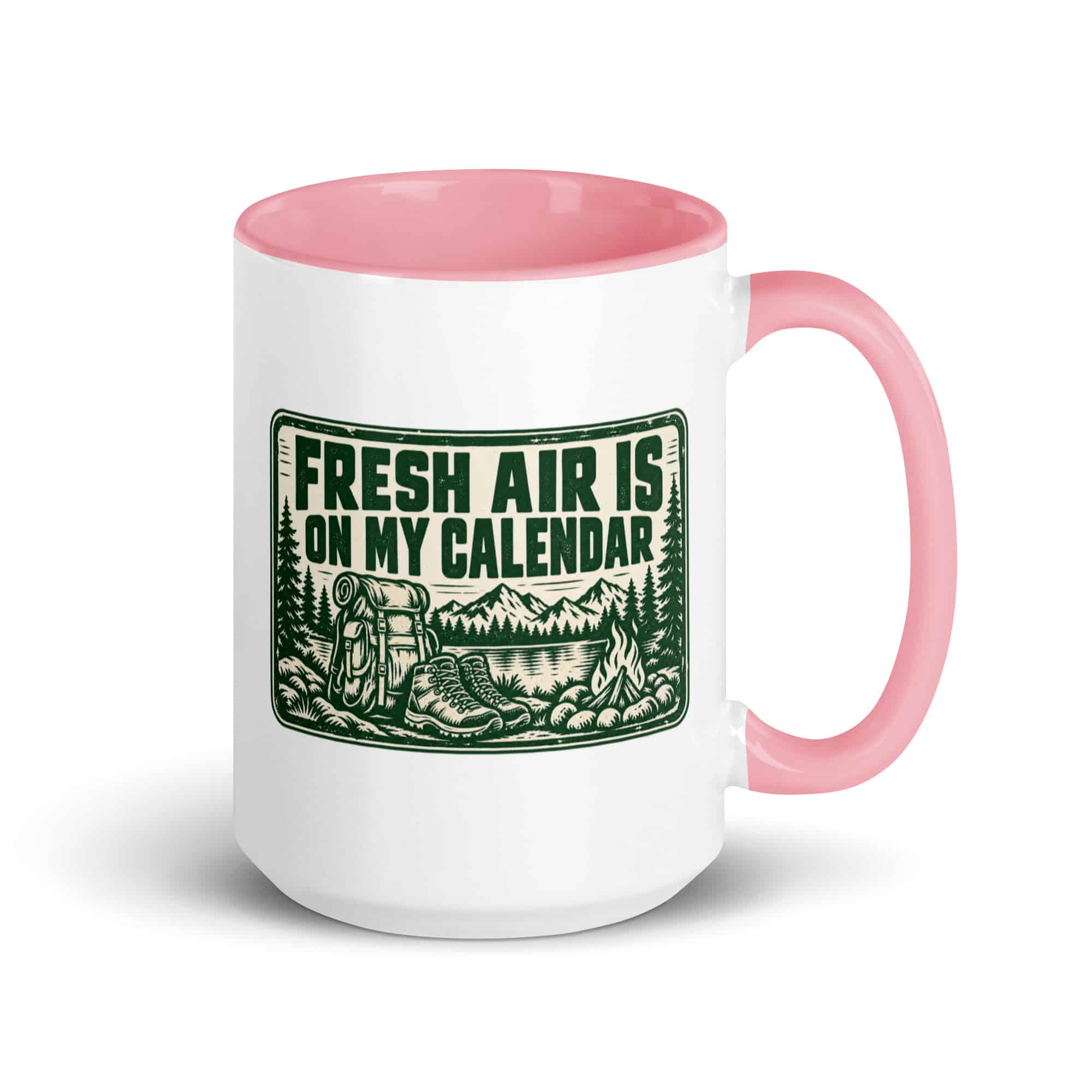 Nature and Adventure Color Inside Coffee Mug: Fresh Air Is on My Calendar, Forest Ink Stamp