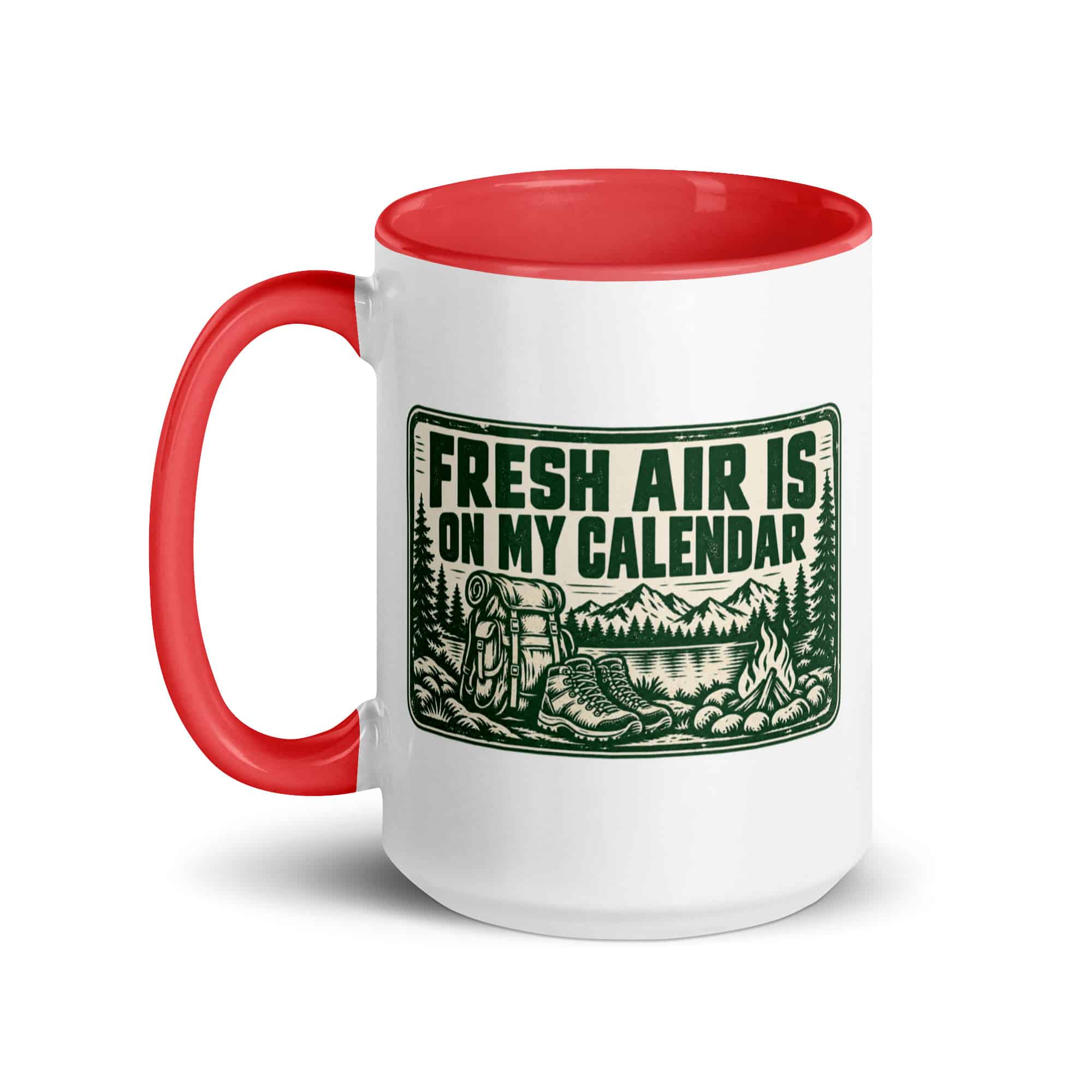 Nature and Adventure Color Inside Coffee Mug: Fresh Air Is on My Calendar, Forest Ink Stamp