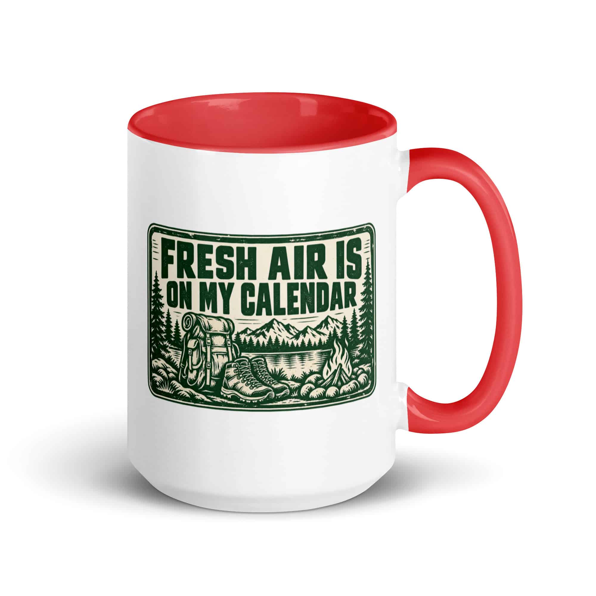 Nature and Adventure Color Inside Coffee Mug: Fresh Air Is on My Calendar, Forest Ink Stamp