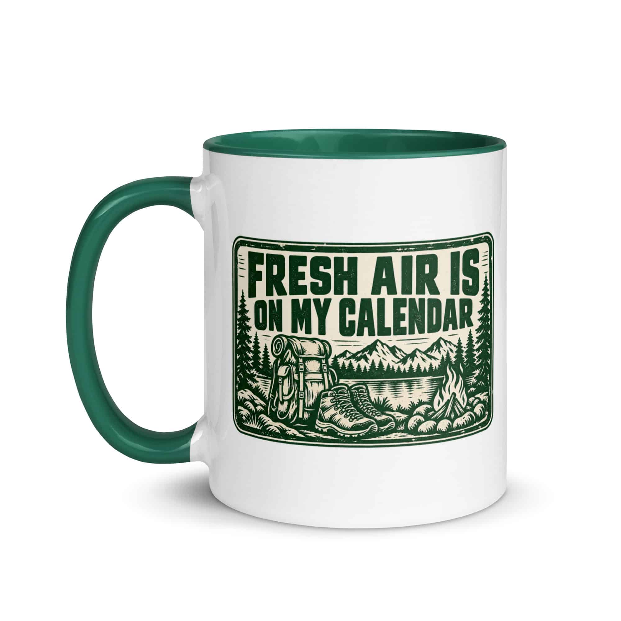 Nature and Adventure Color Inside Coffee Mug: Fresh Air Is on My Calendar, Forest Ink Stamp