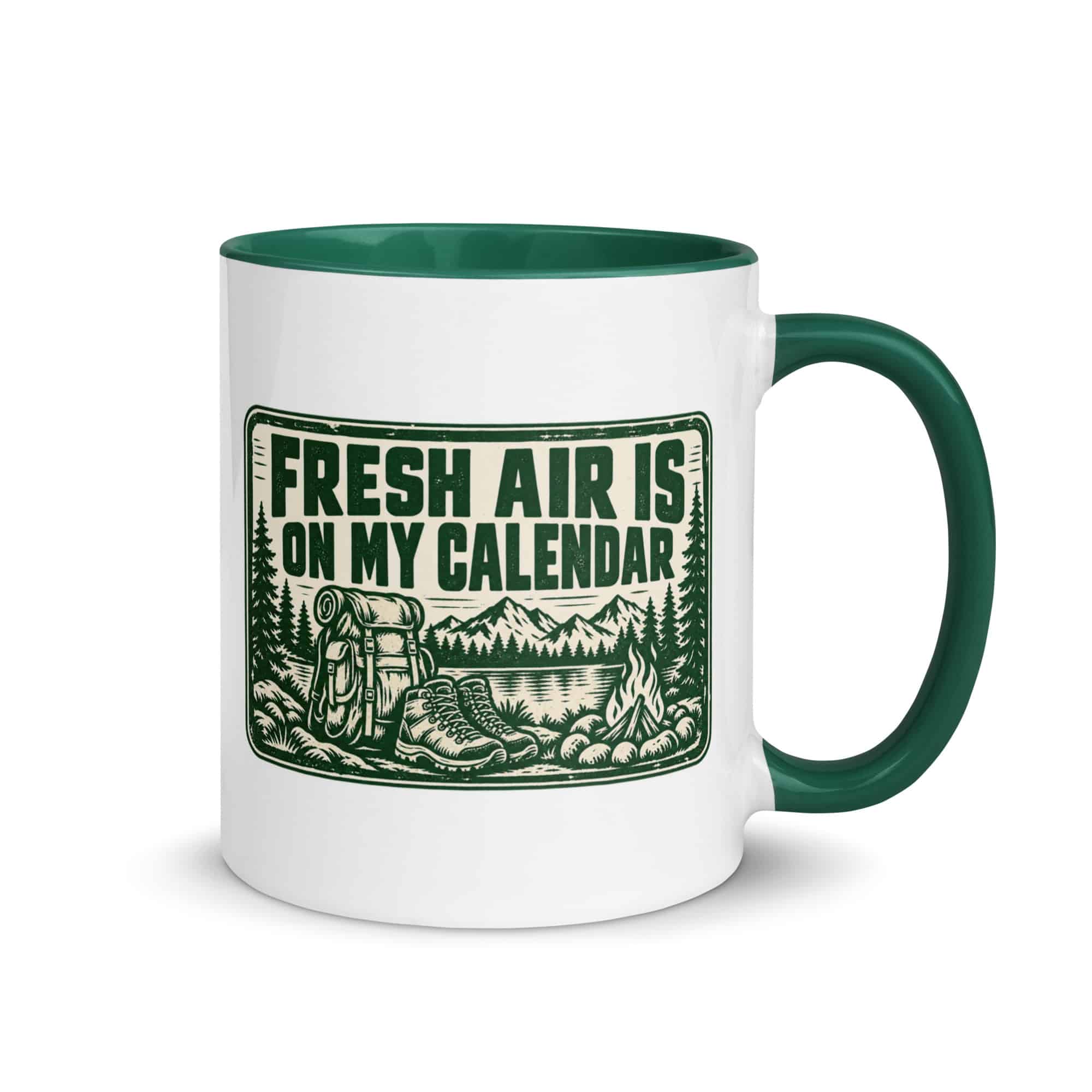 Nature and Adventure Color Inside Coffee Mug: Fresh Air Is on My Calendar, Forest Ink Stamp