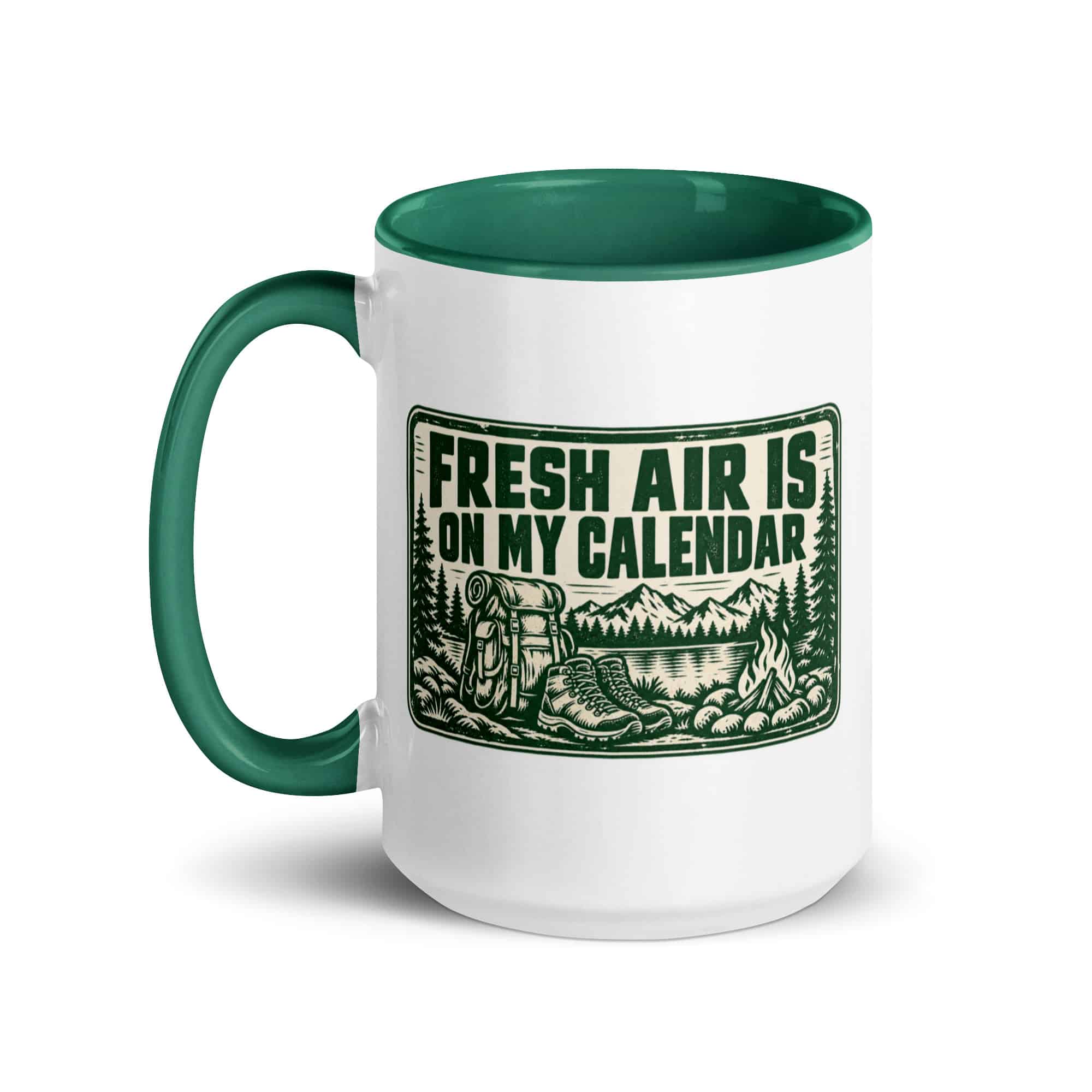 Nature and Adventure Color Inside Coffee Mug: Fresh Air Is on My Calendar, Forest Ink Stamp